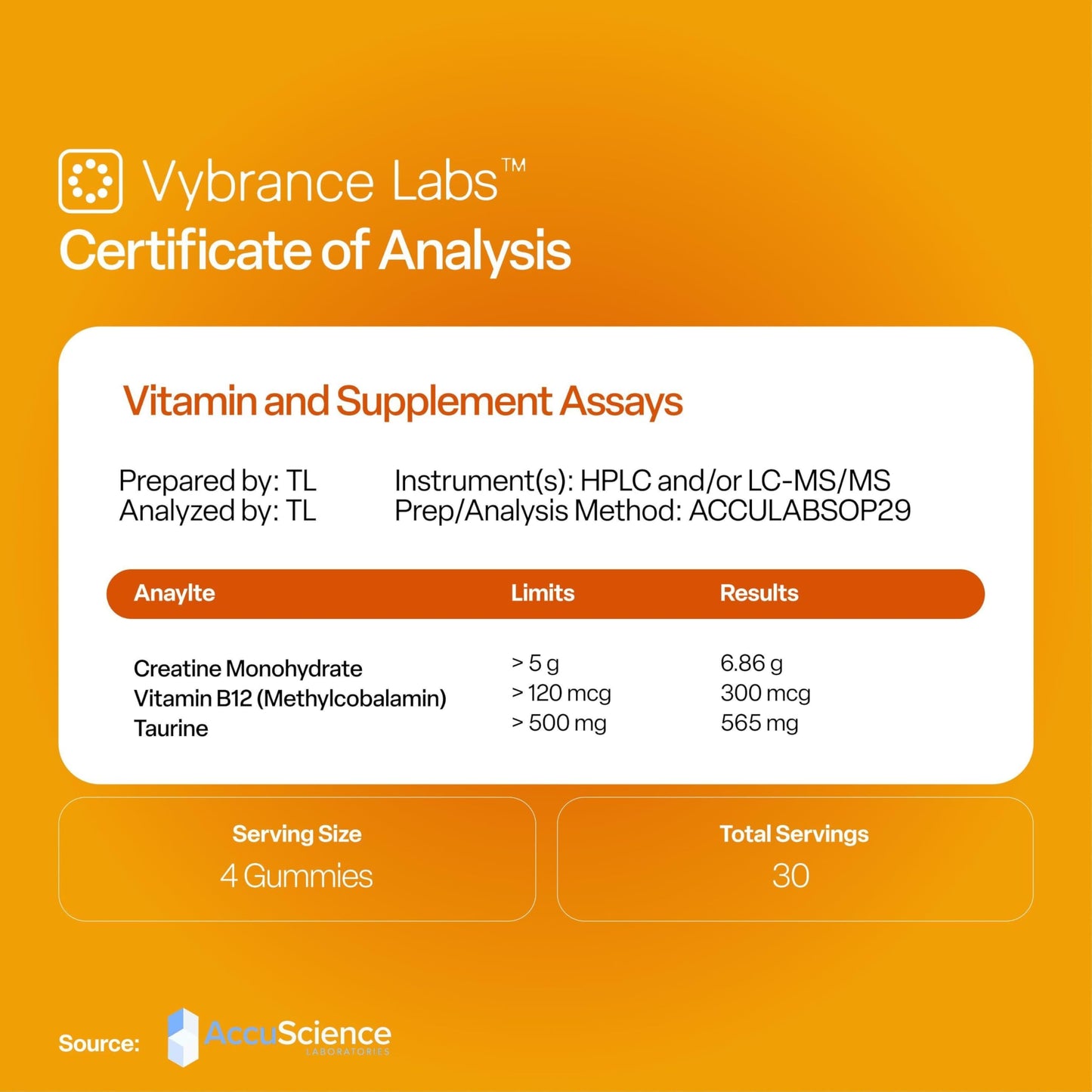 VYBRANCE LABS Creatine Monohydrate Gummies 120 Gummies