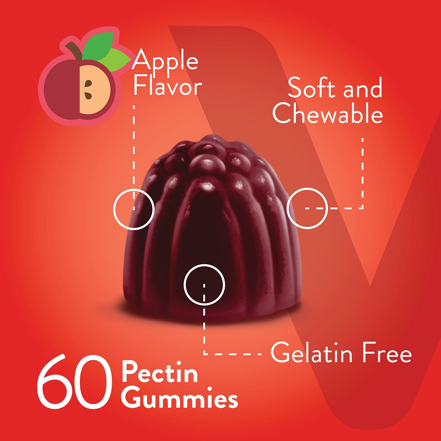 Viteey Apple Cider Vinegar Gummies with Ginger, 1000 mg ACV, 60 Gummies