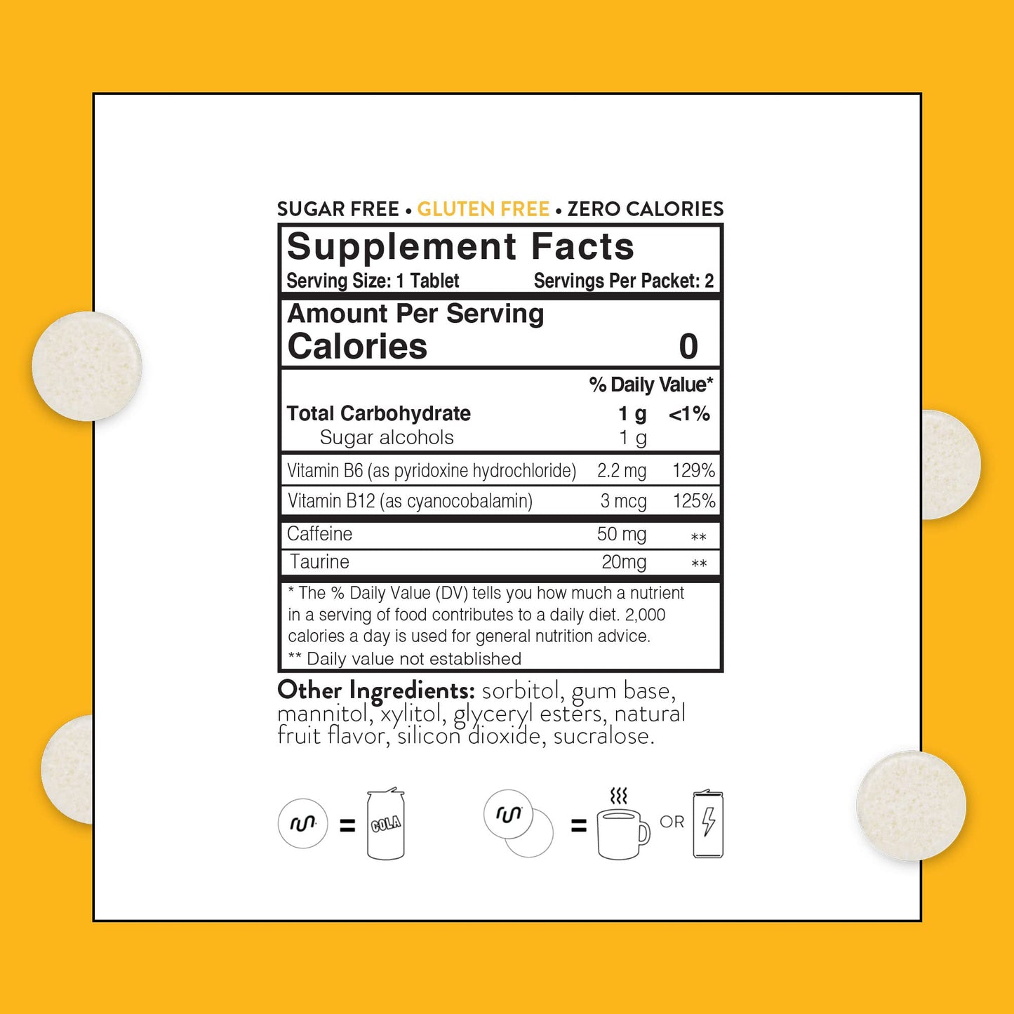 Run Gum Fruit Flavor Caffeinated Energy & Focus Gum Chewable 24 Pieces