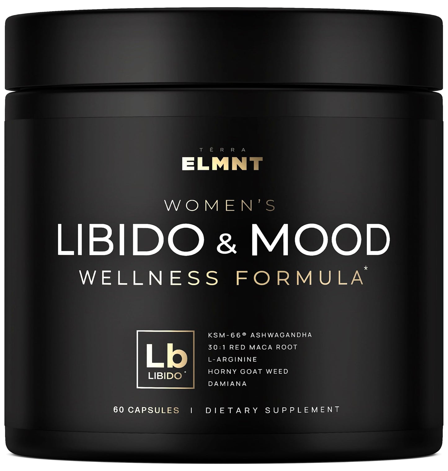 TERRA ELMNT High Potency Libido Support for Women with 30x Strength Red Maca Root, KSM-66® Ashwagandha, Horny Goat Weed & Damiana Capsule, 60 Count
