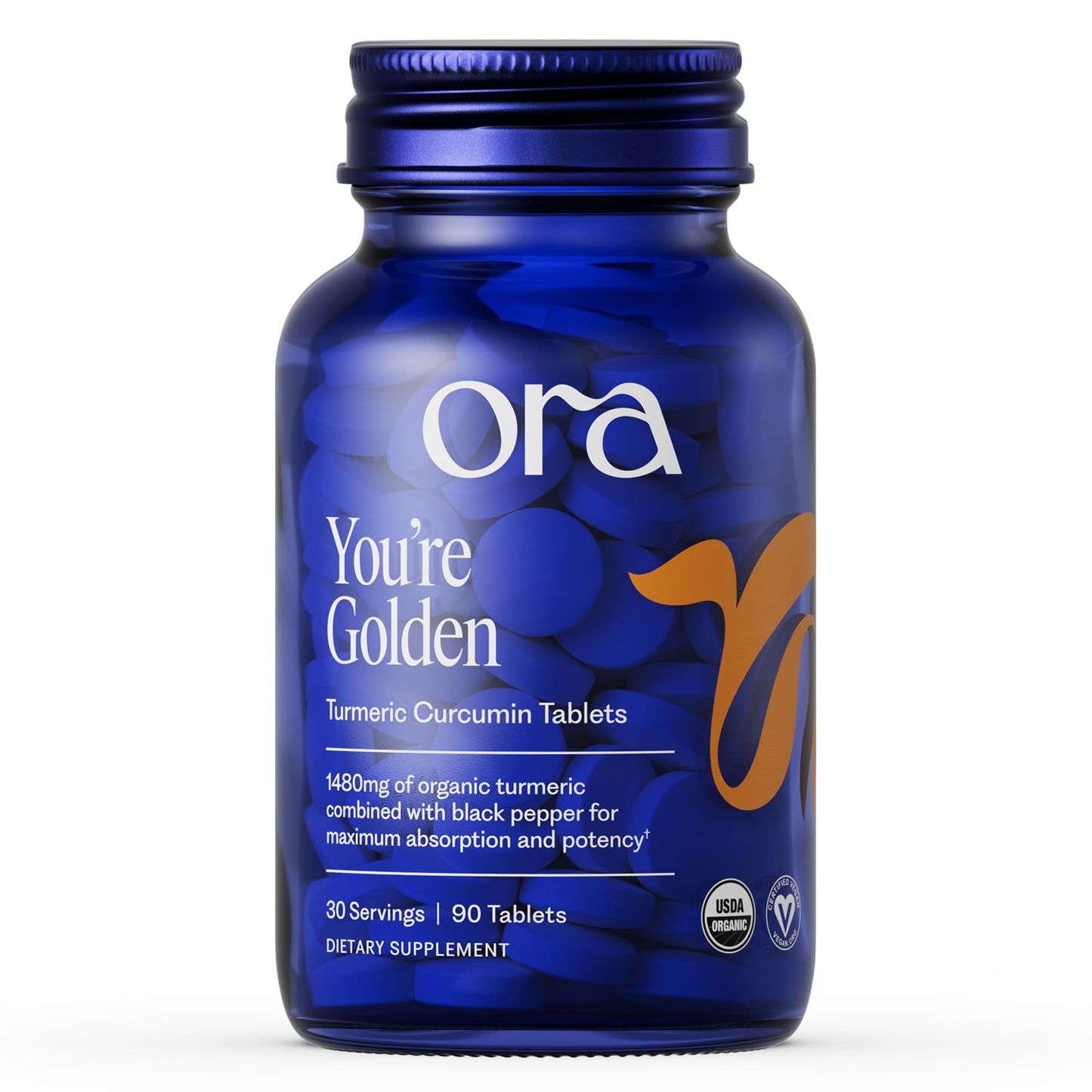 Ora Organic Turmeric Curcumin with Piperine Tablets 90 Count