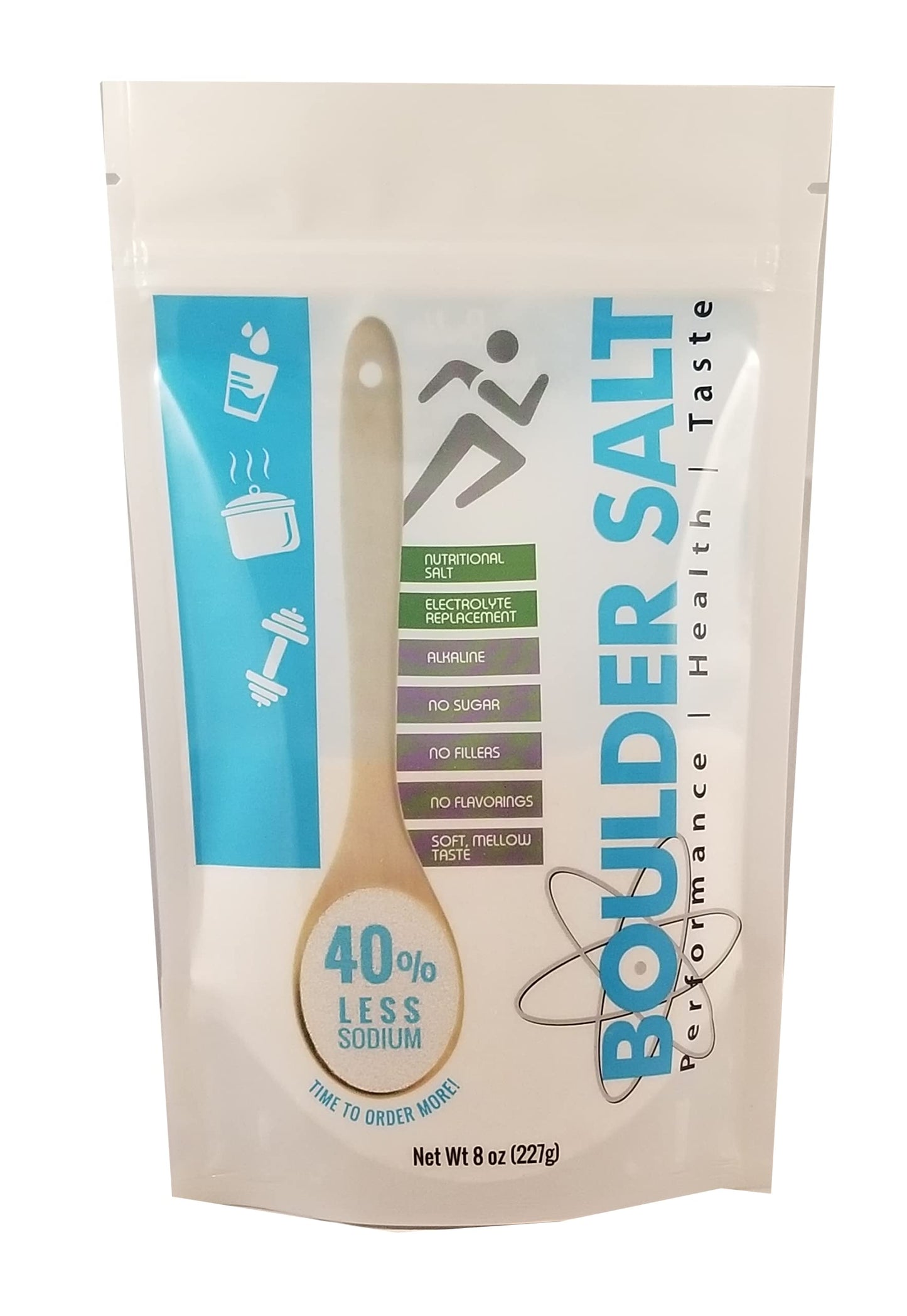 Boulder Salt Performance Health Taste Low Sodium Potassium Magnesium Electrolyte Salt Powder, 8 oz
