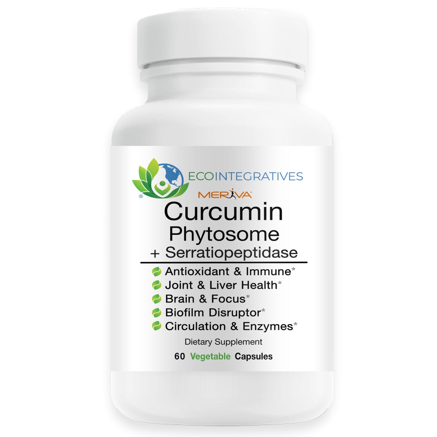 EcoIntegratives Meriva Curcumin Phytosome Complex Serratiopeptidase 500mg Capsules, 60 Count