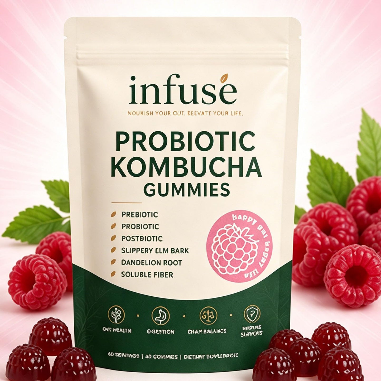 Tilly Bare Infuse Probiotic Kombucha Gummies, 60 Gummies