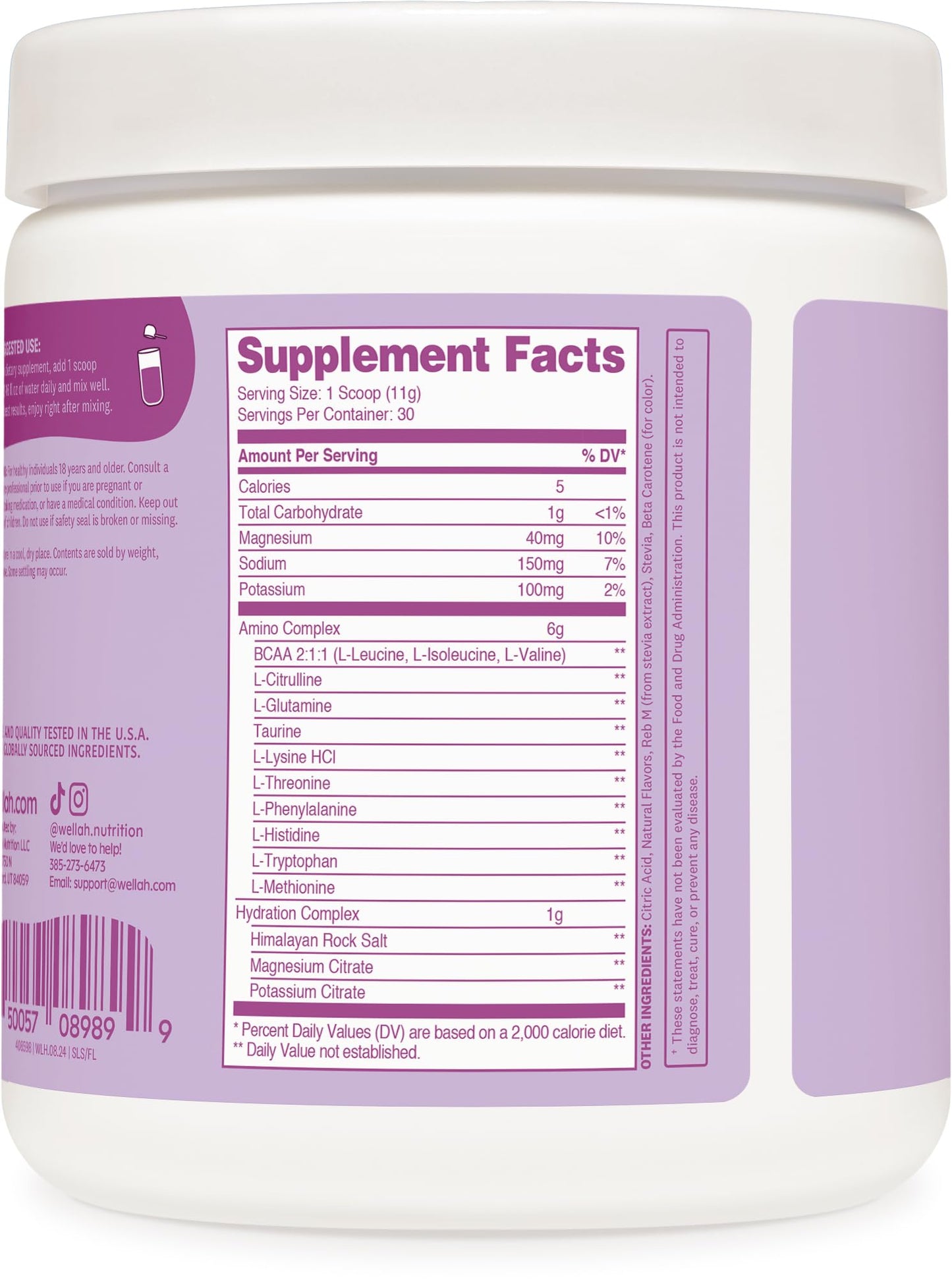 Wellah BCAAs Powder, 11.4 oz