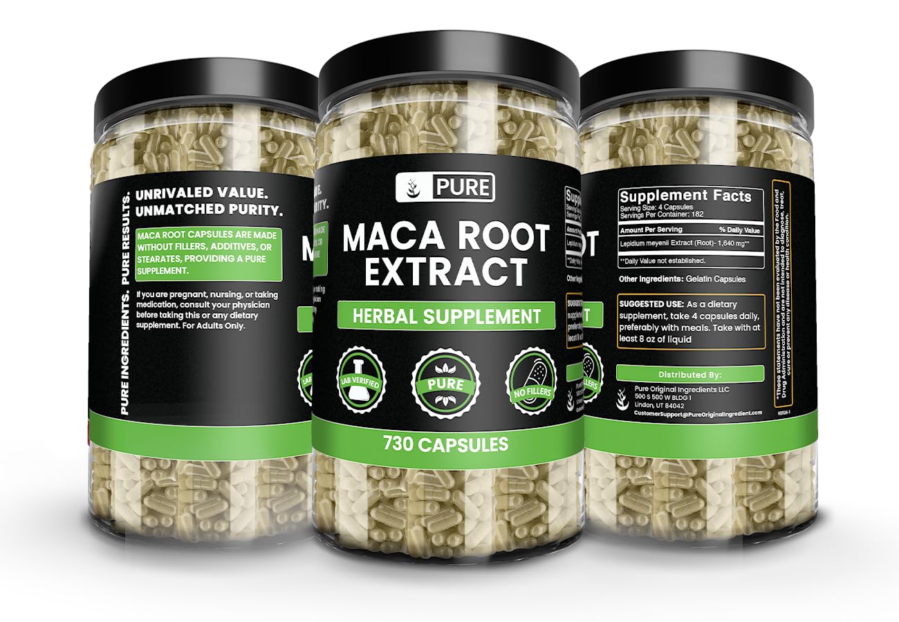 PURE ORIGINAL INGREDIENTS Maca Root Capsule 730 Capsules