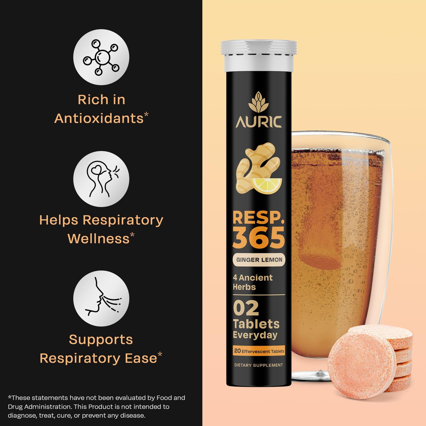 Auric Resp 365 Effervescent Tablets 120 Tablets