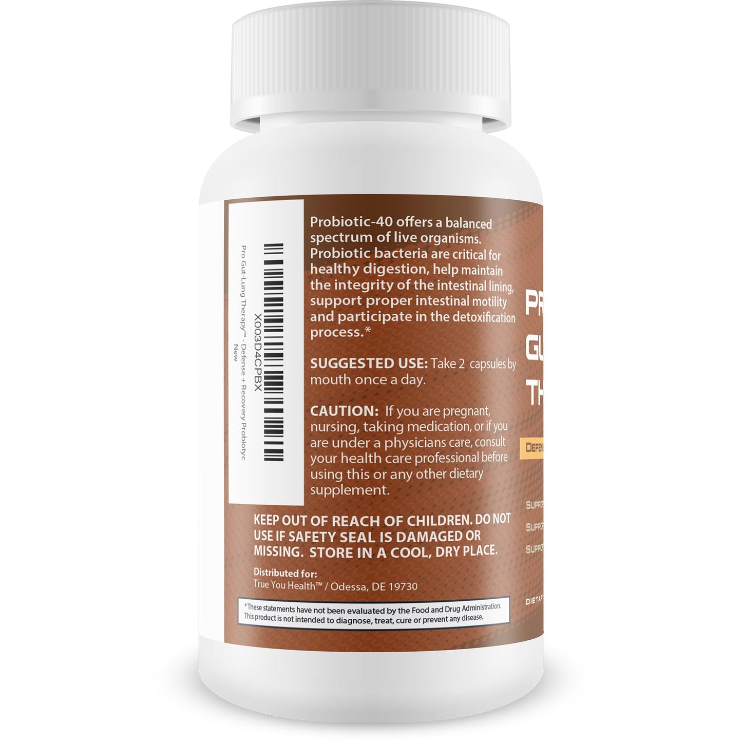 True You Health Pro Gut-Lung Therapy Probiotic Mood Support - Defense + Recovery Probiotic - Support Balanced Mood - Support Gut Probiotic Balance - Support Lung Probiotic Balance - Overall Health Support Capsule, 1 Count