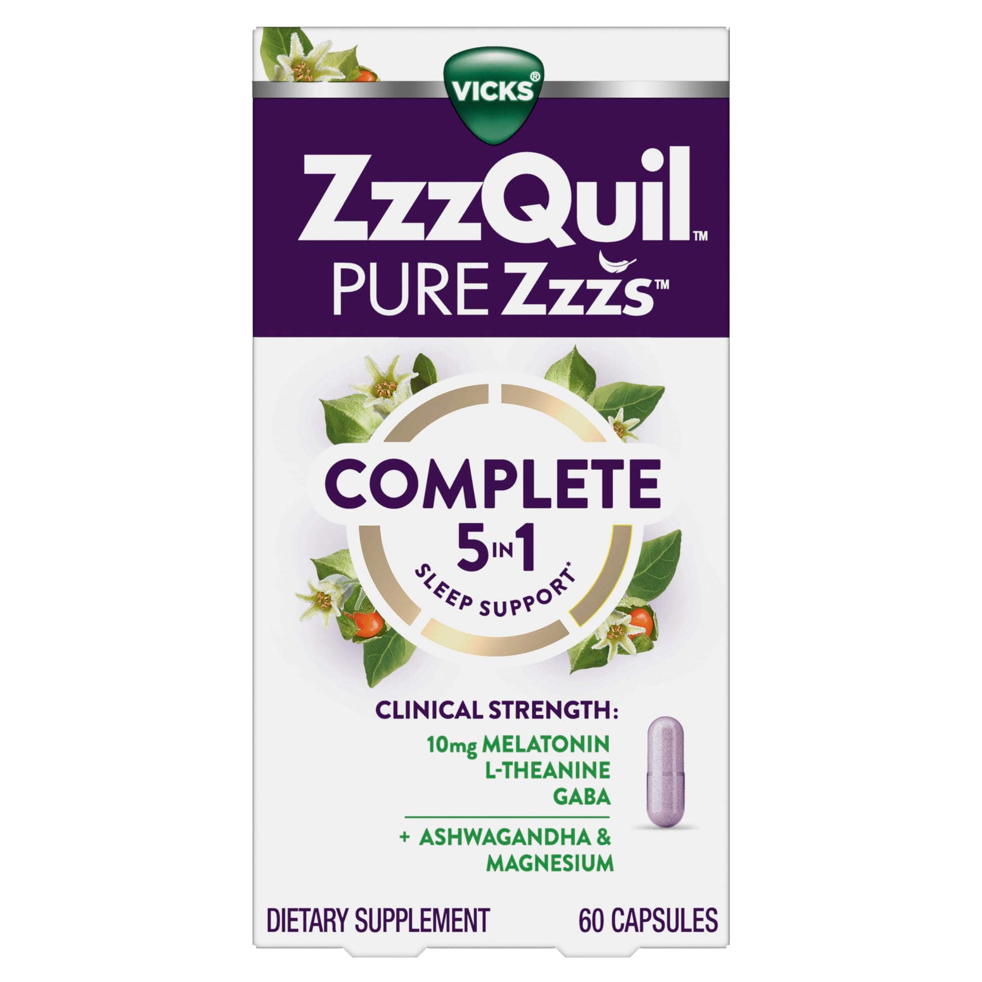 ZzzQuil Pure Zzzs Complete Sleep Capsules, 60 Count