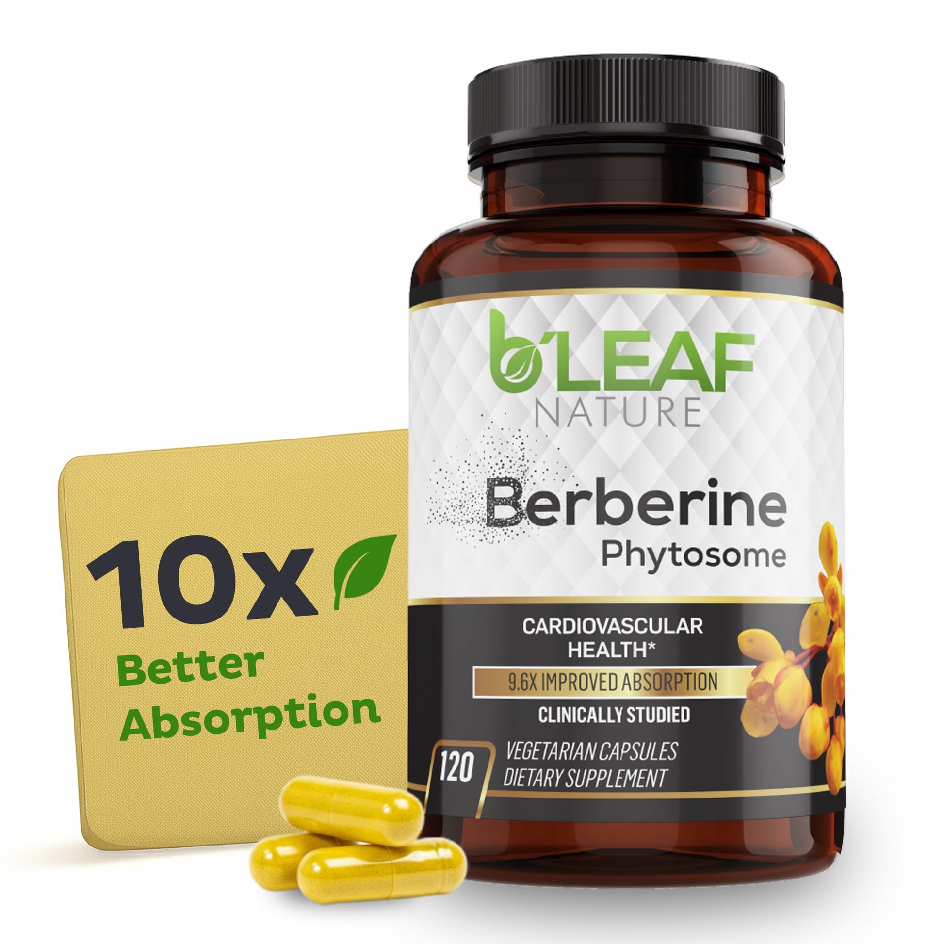 B'LEAF NATURE Berberine Phytosome Capsules, 120 Count