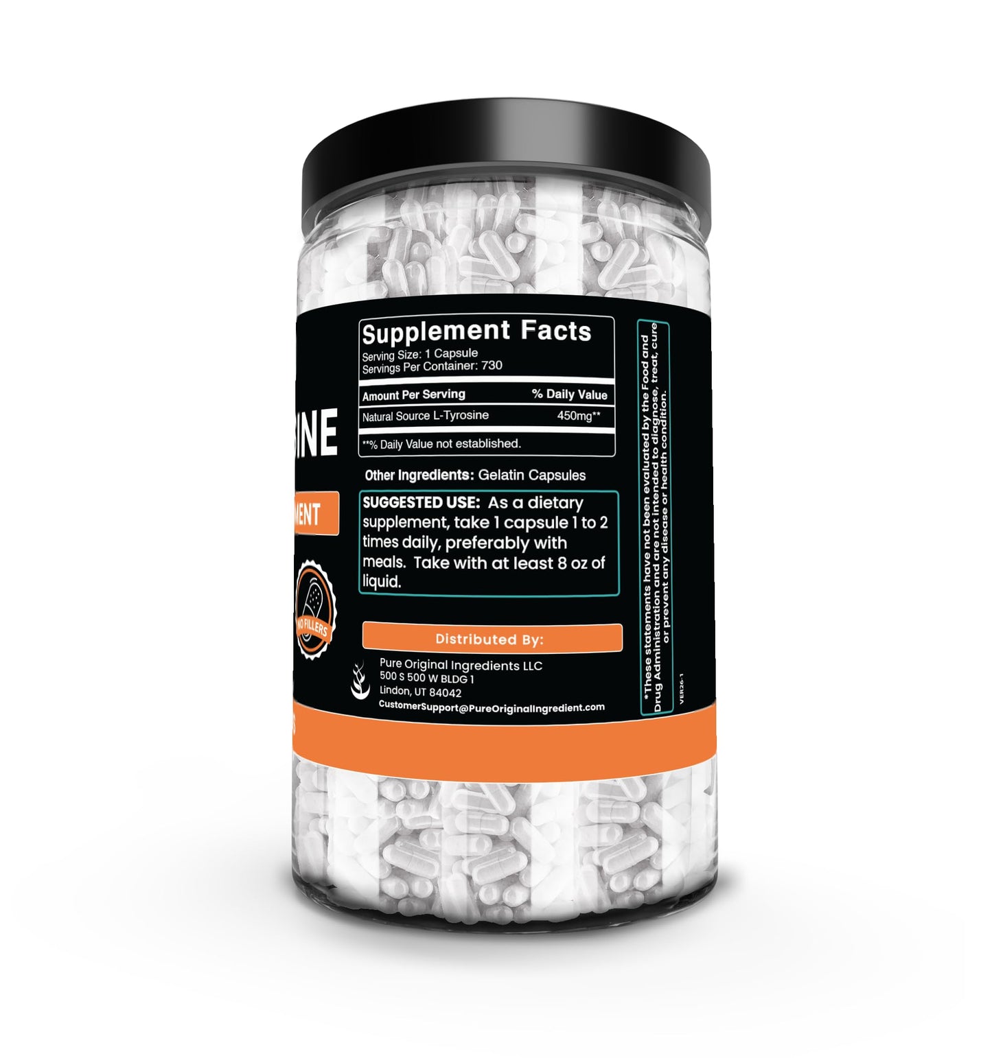 PURE ORIGINAL INGREDIENTS L-Tyrosine Capsule 730 Capsules