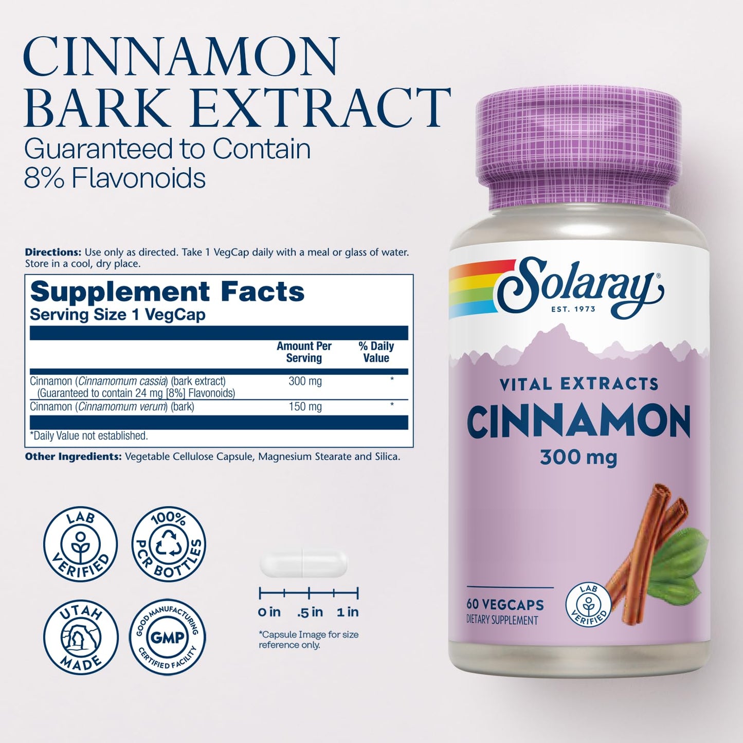 SOLARAY Cinnamon Extract 300mg Capsule 60 VegCaps