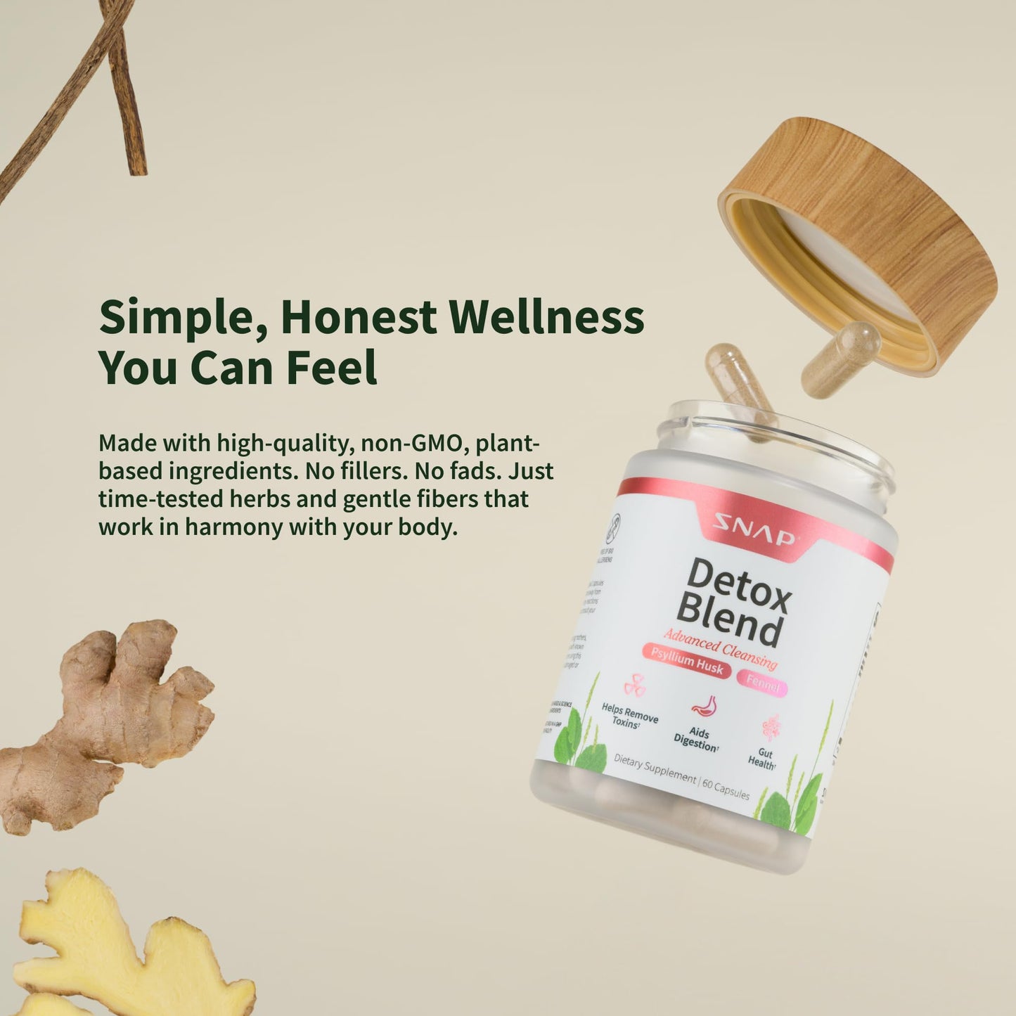 Snap Supplements Detox Blend to Support Gut Health 60 Capsules
