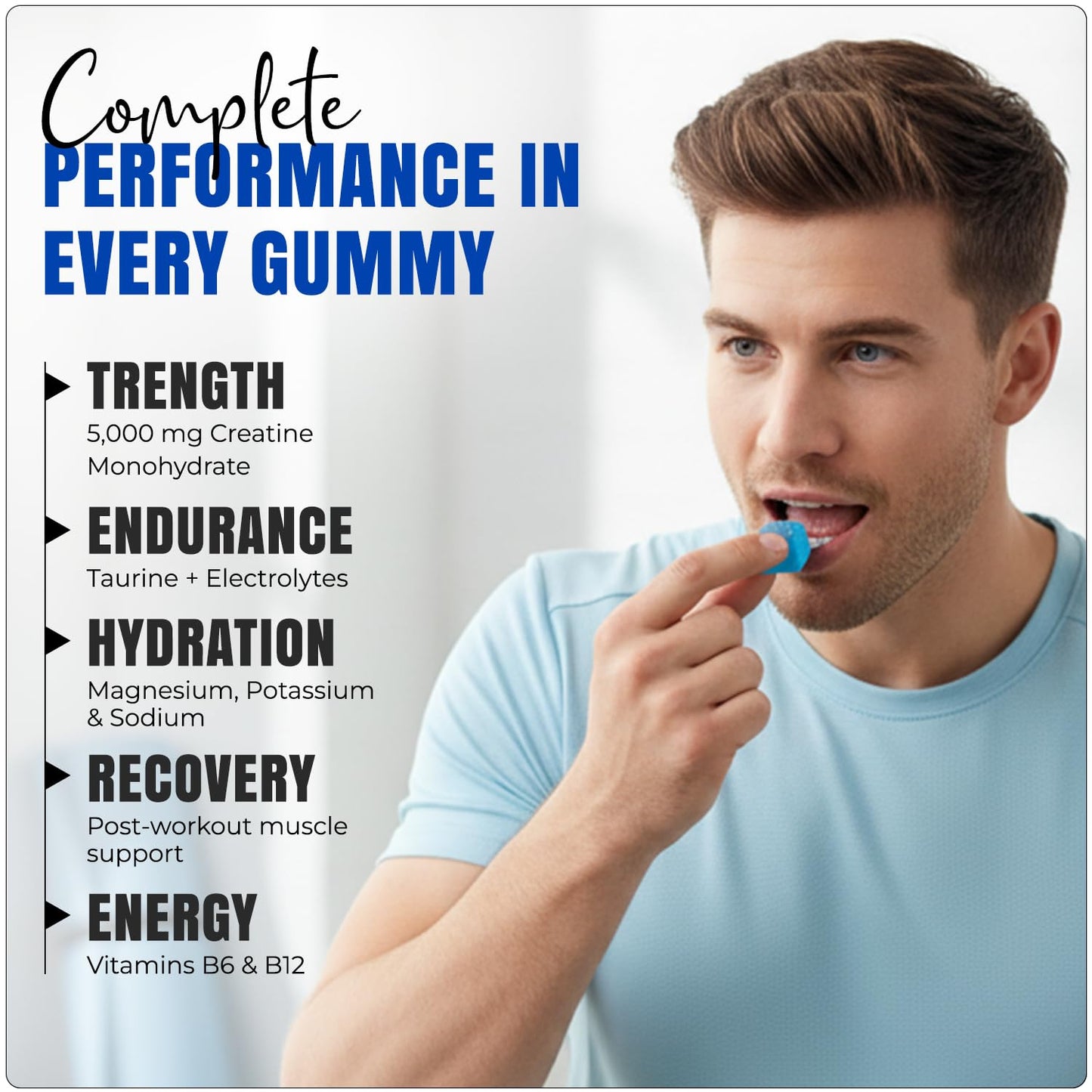 Danamays Creatine Monohydrate Gummies with Taurine & Mg/K/Na Electrolytes, Sugar Free, 120 Gummies