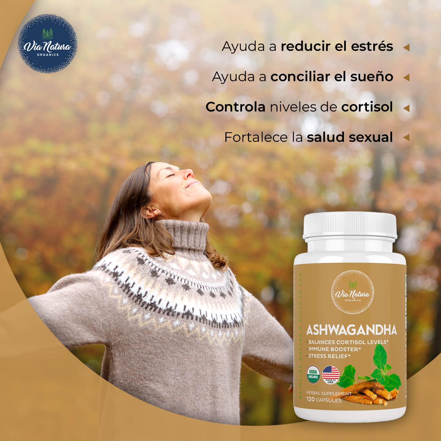 Via Natura Organics Ashwagandha 1000mg Capsules, 120 Capsules