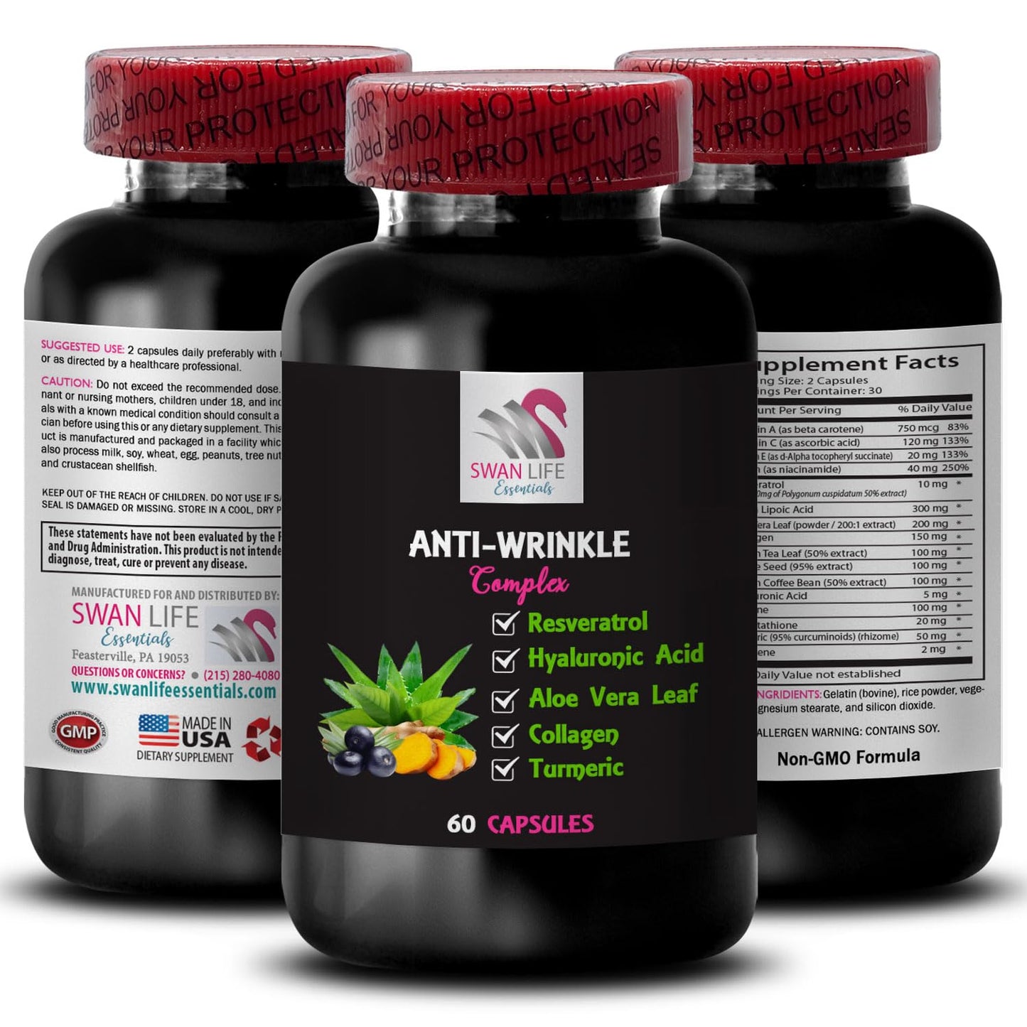 SWAN LIFE ESSENTIALS Green Tea Leaf Anti-Wrinkle Complex Capsules 180