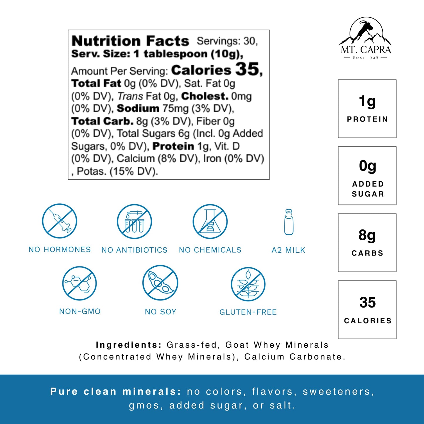 Mt Capra Clean Electrolytes + Trace Minerals Powder 10.6 oz
