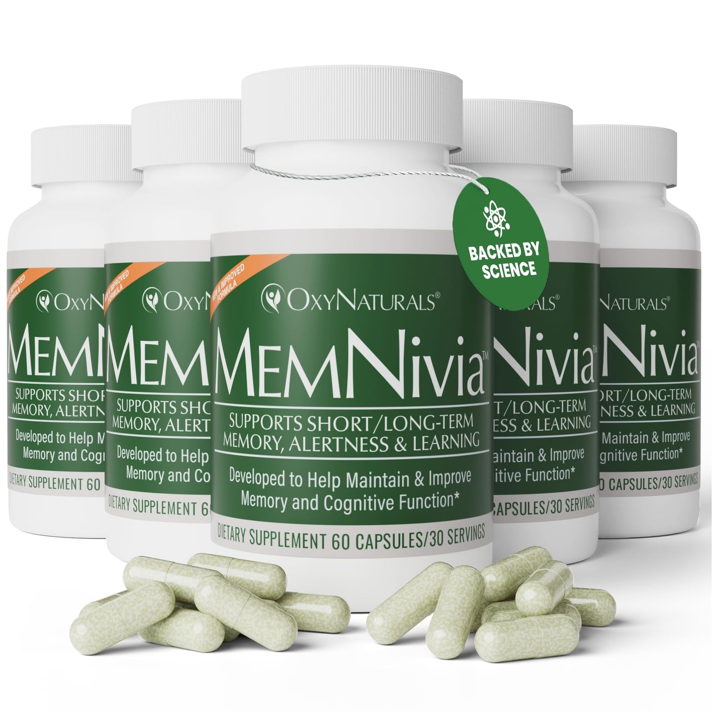OxyNaturals MemNivia Brain Supplements for Memory & Focus Capsules 300