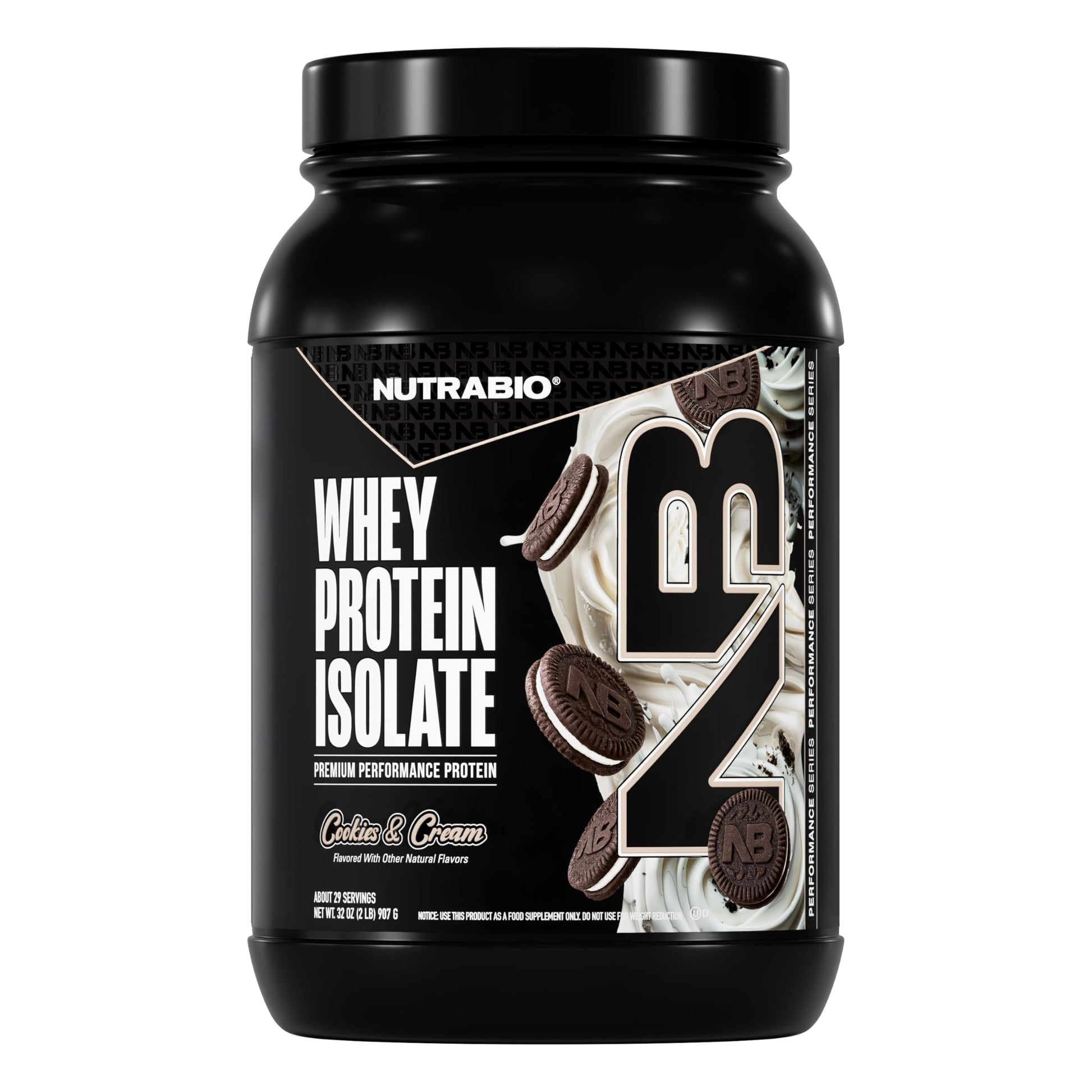 NutraBio 100% Whey Protein Isolate Protein Powder, 32 Servings