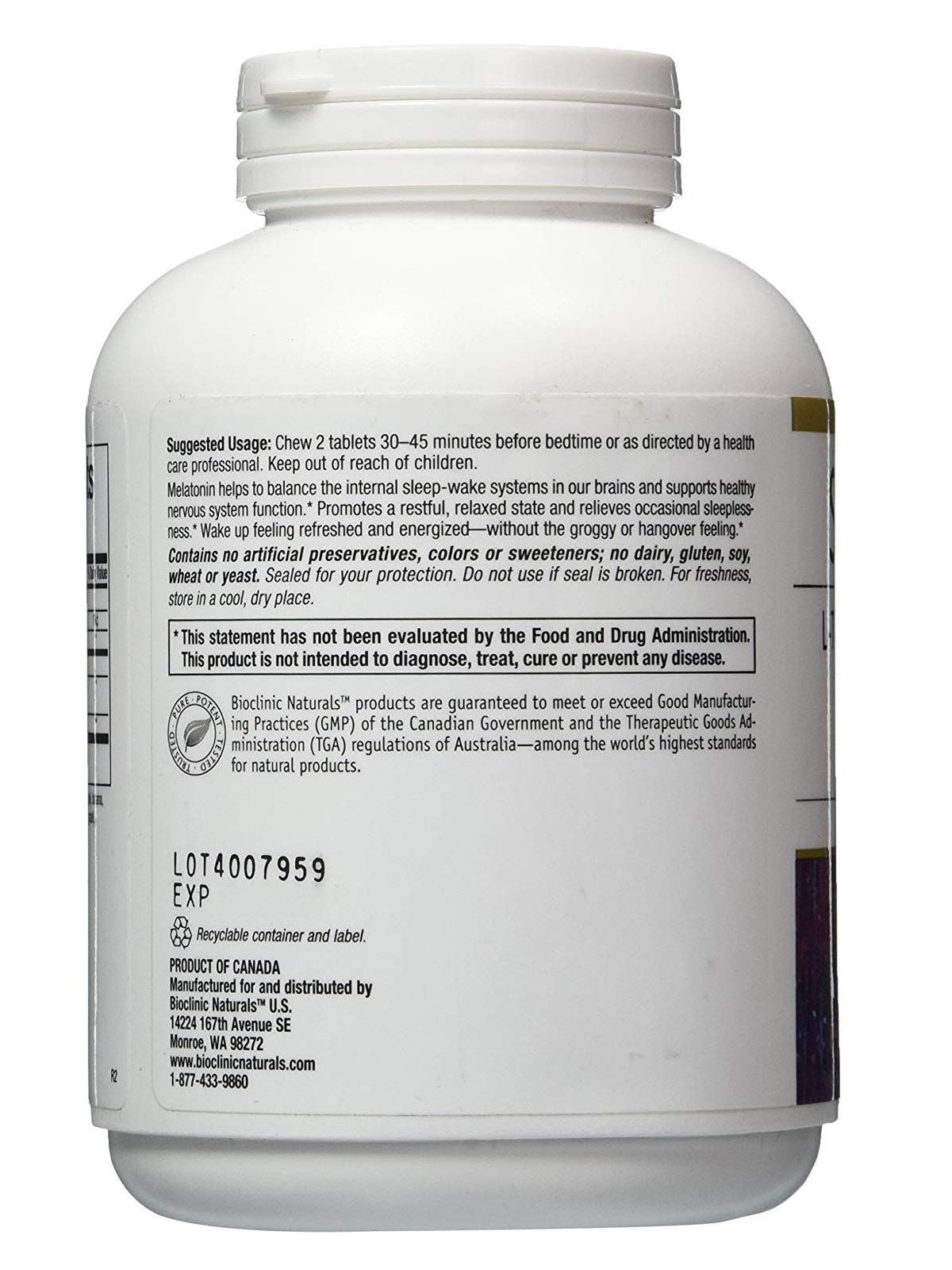 Bioclinic Naturals Somno-Pro L-Theanine - 5-HTP - Melatonin Tropical Breeze Chewable 90 Tablets