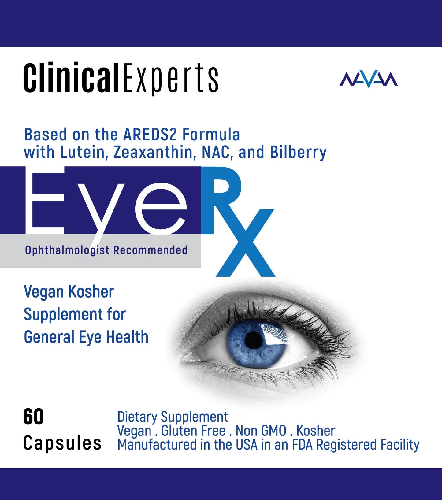 Navan EyeRx Antioxidant AREDS 2 Eye Vitamins & Minerals Capsule 60 Count