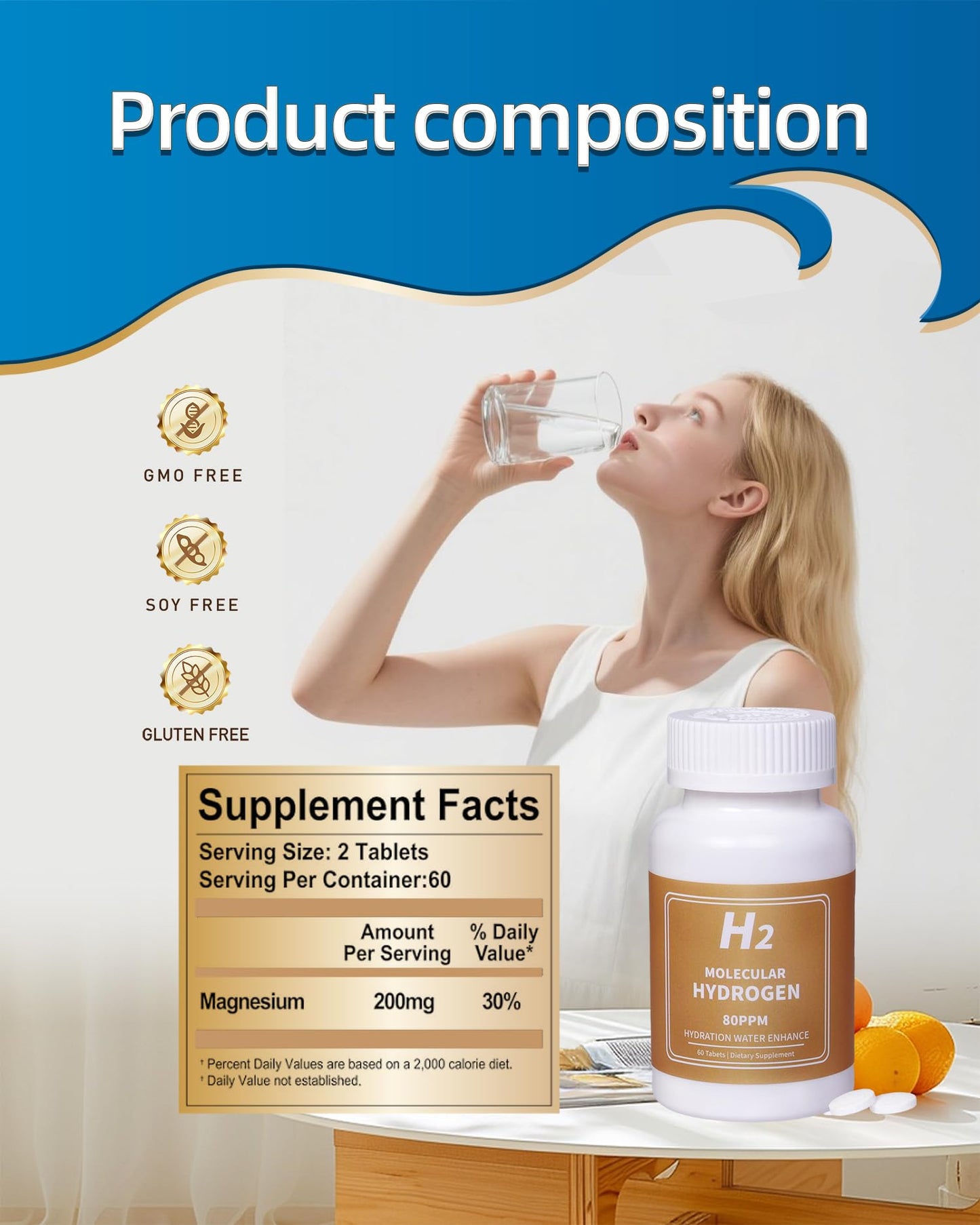 Qanbokey Hydrogen Water Tablets, 30 Tablets