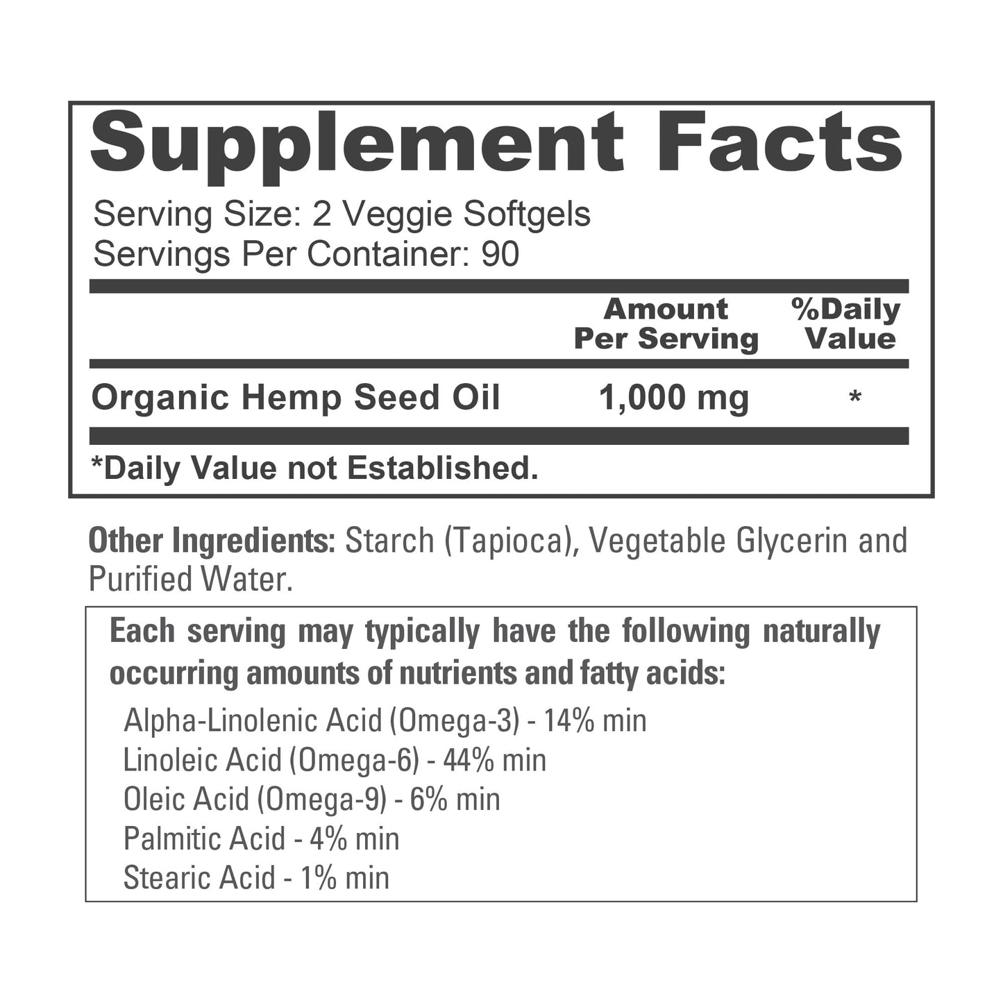 NusaPure Hemp Oil 1000mg Softgels, 180 Count