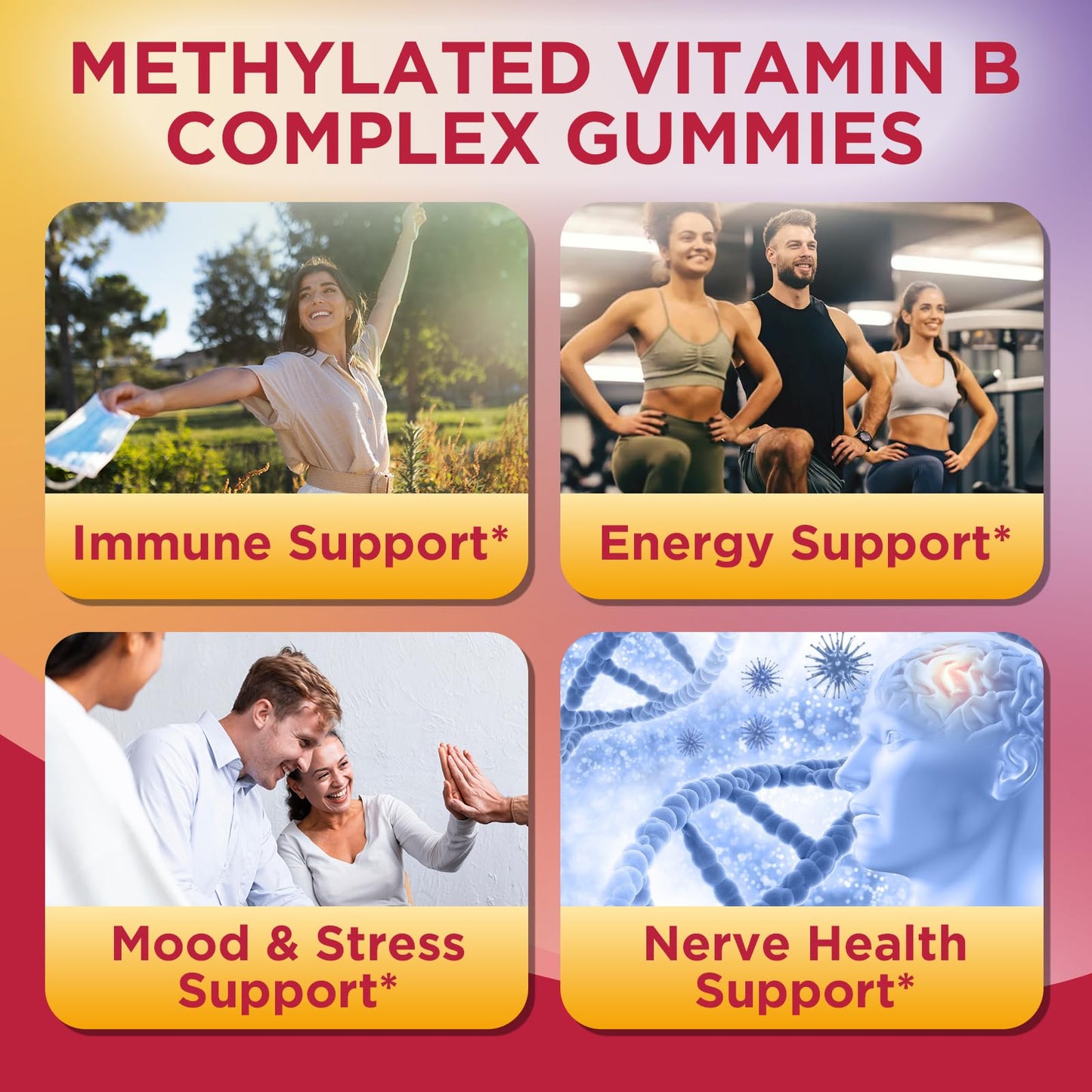 GZ HAOYUAN Methylated Vitamin B Complex Gummies 120 Count