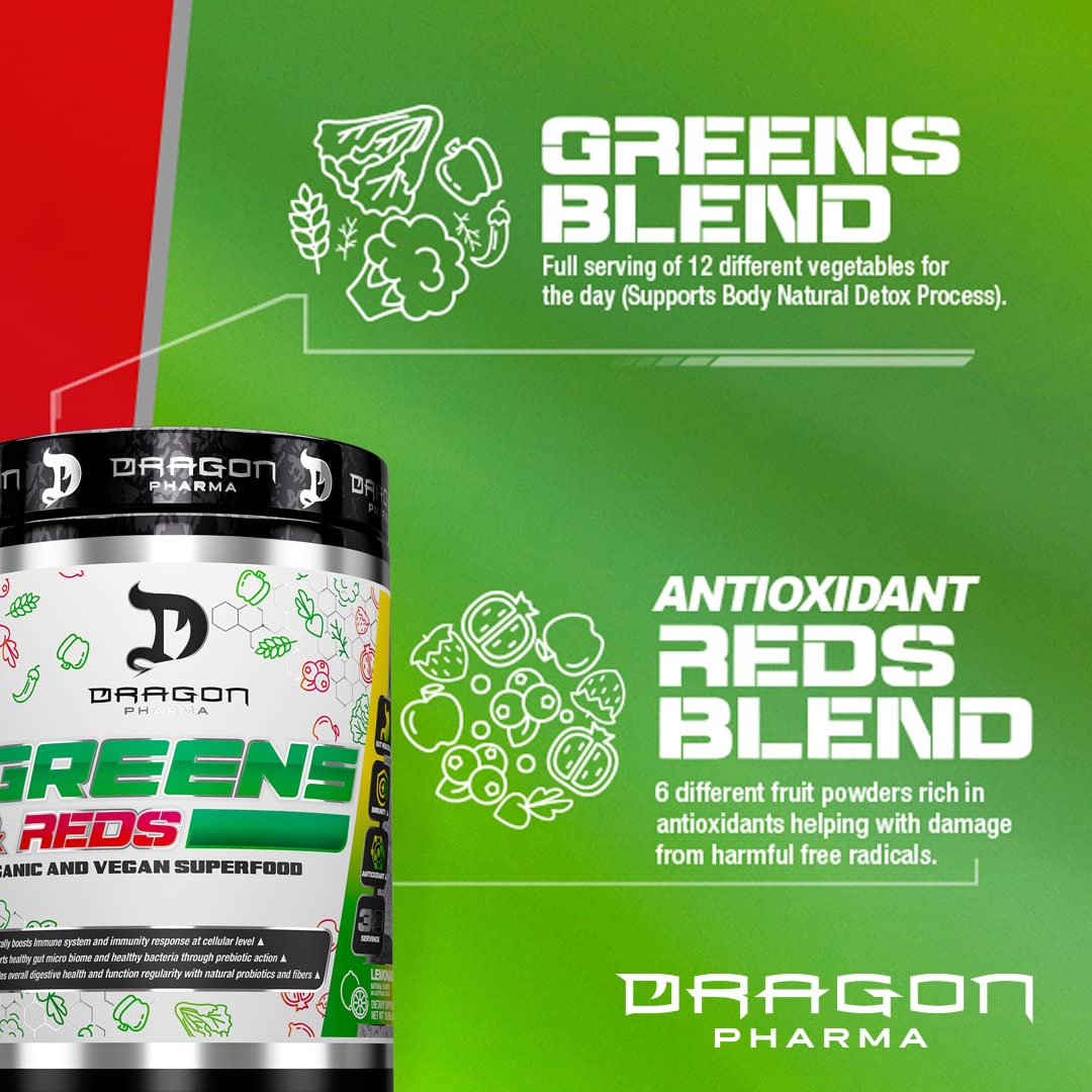 DRAGON PHARMA Greens and Reds Powder, 12.7 Ounce