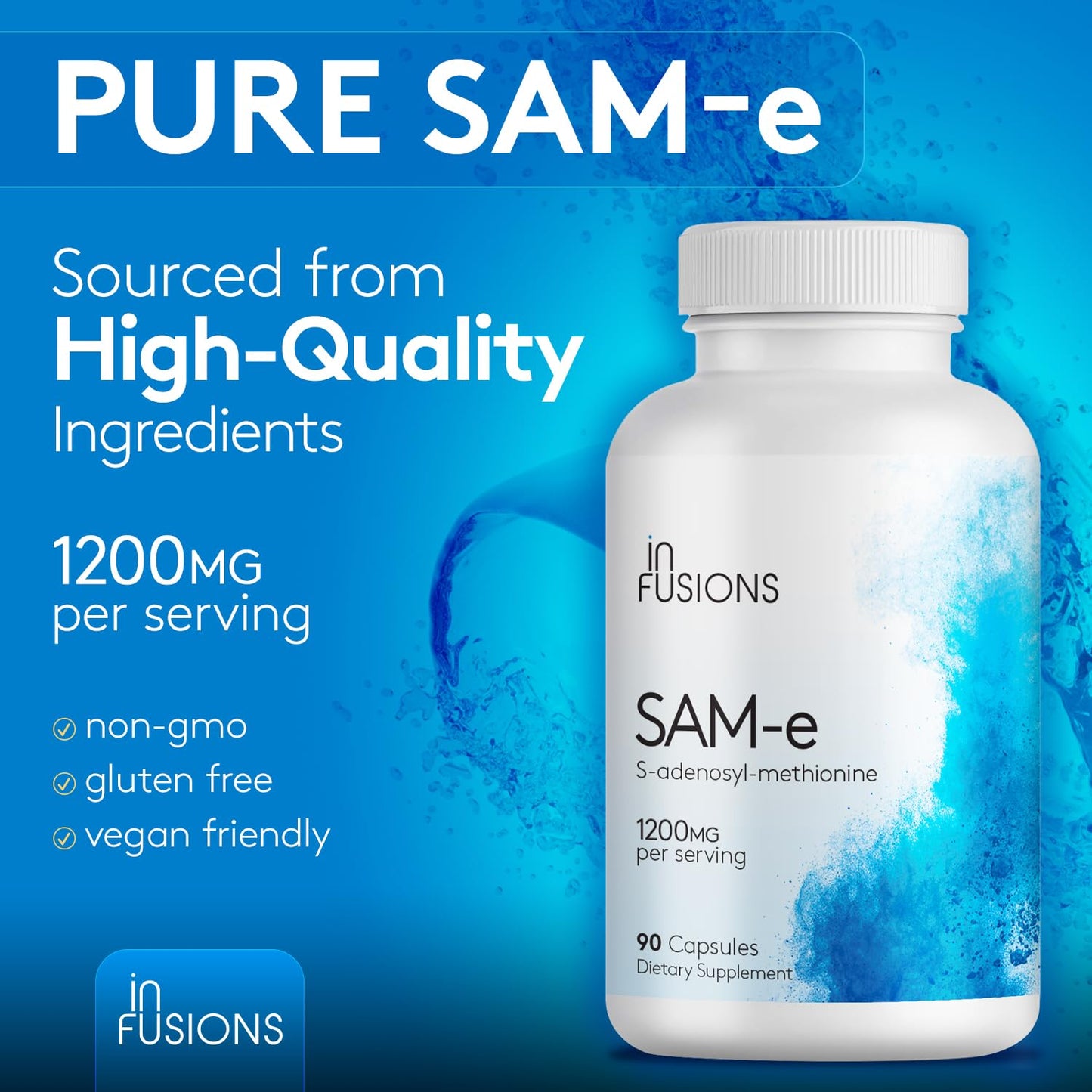 Infusions International Maximum Strength Pure SAM-e 1200mg Capsule, 90 Count