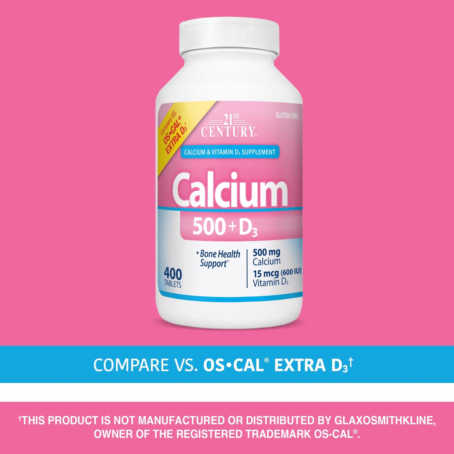 21st Century Calcium 500 Plus Extra D Tablets, 400 Tablets