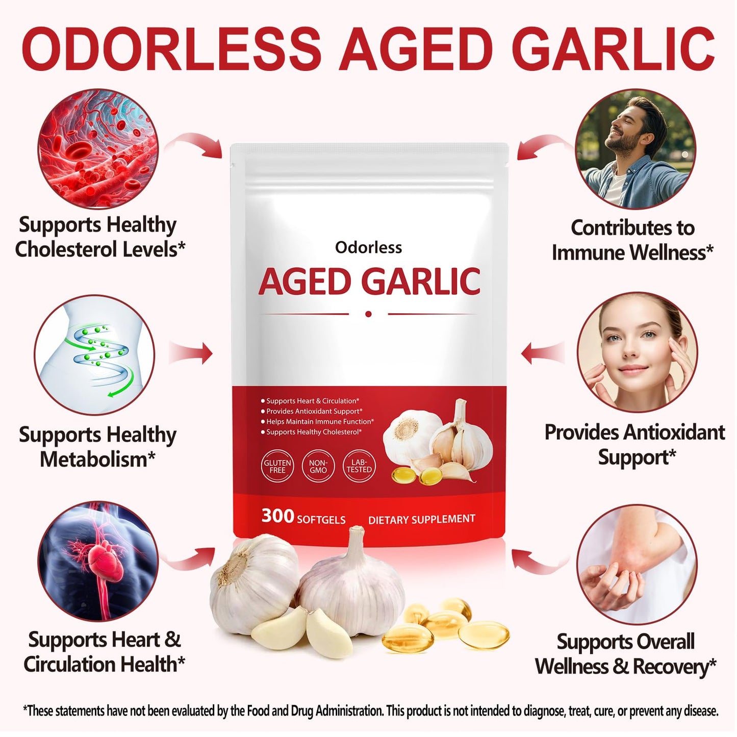 KITNOBLIS Aged Garlic Extract Capsules, 300 Capsules