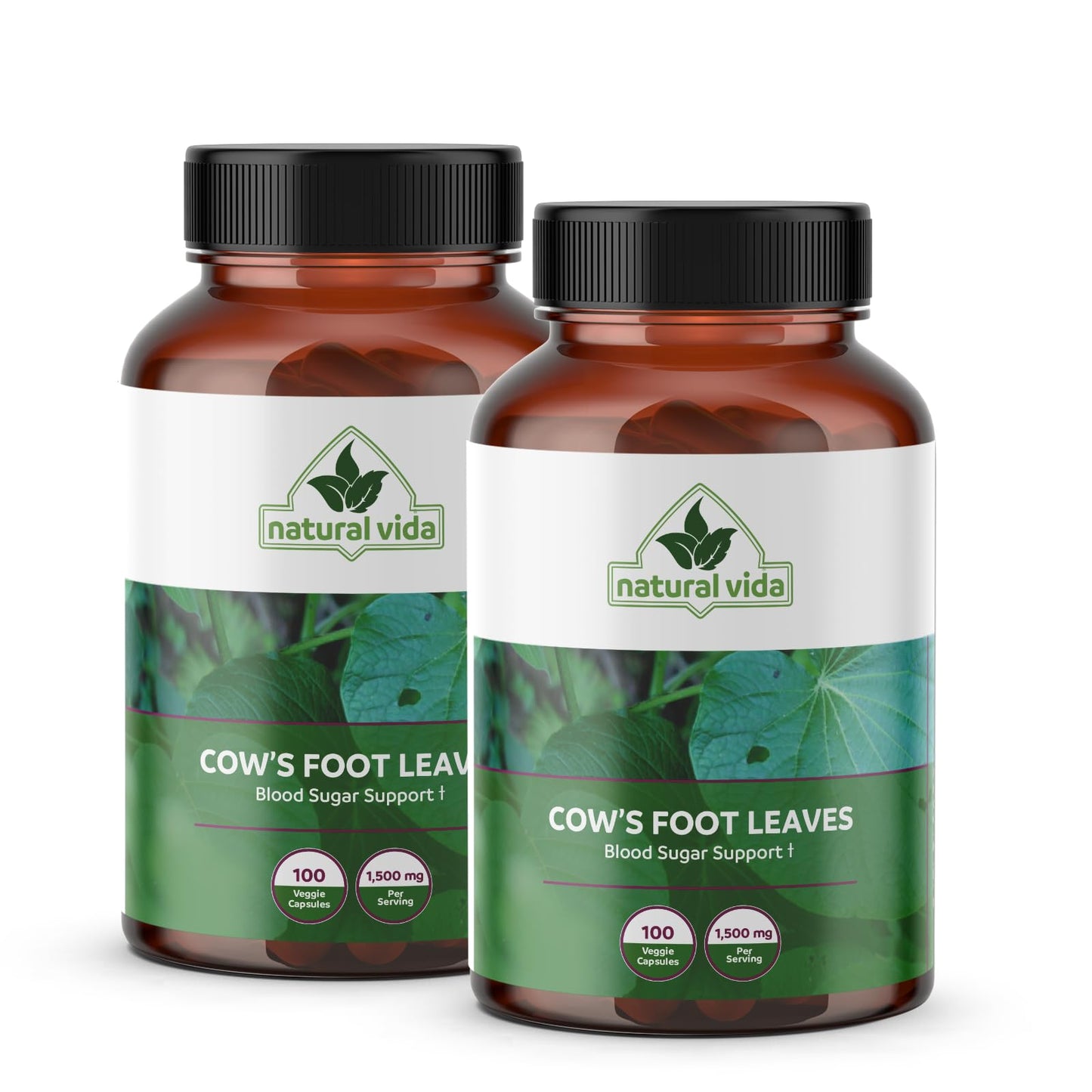 Natural Vida Cow's Foot (Pata de Vaca) 1,500mg Capsules, 200 Veggie Capsules