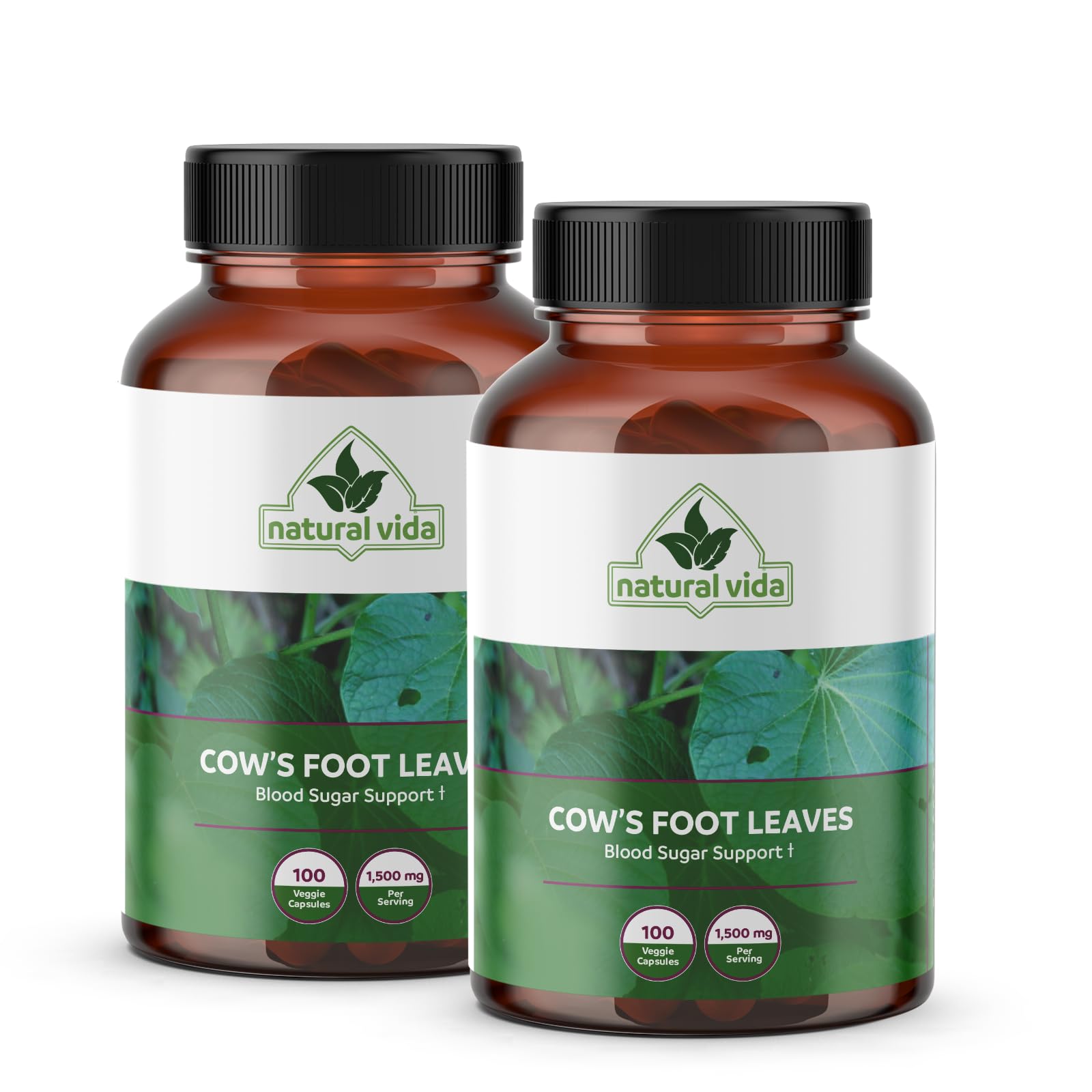 Natural Vida Cow's Foot (Pata de Vaca) 1,500mg Capsules, 200 Veggie Capsules