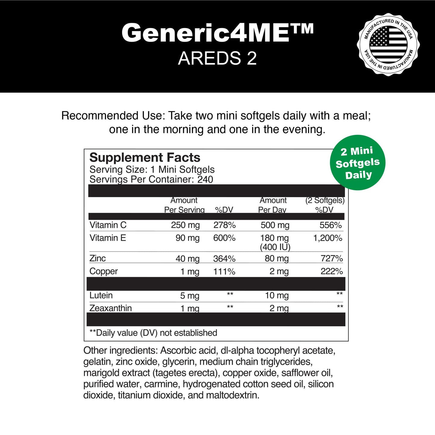 Generic4ME AREDS 2 SoftGels, 240 Count