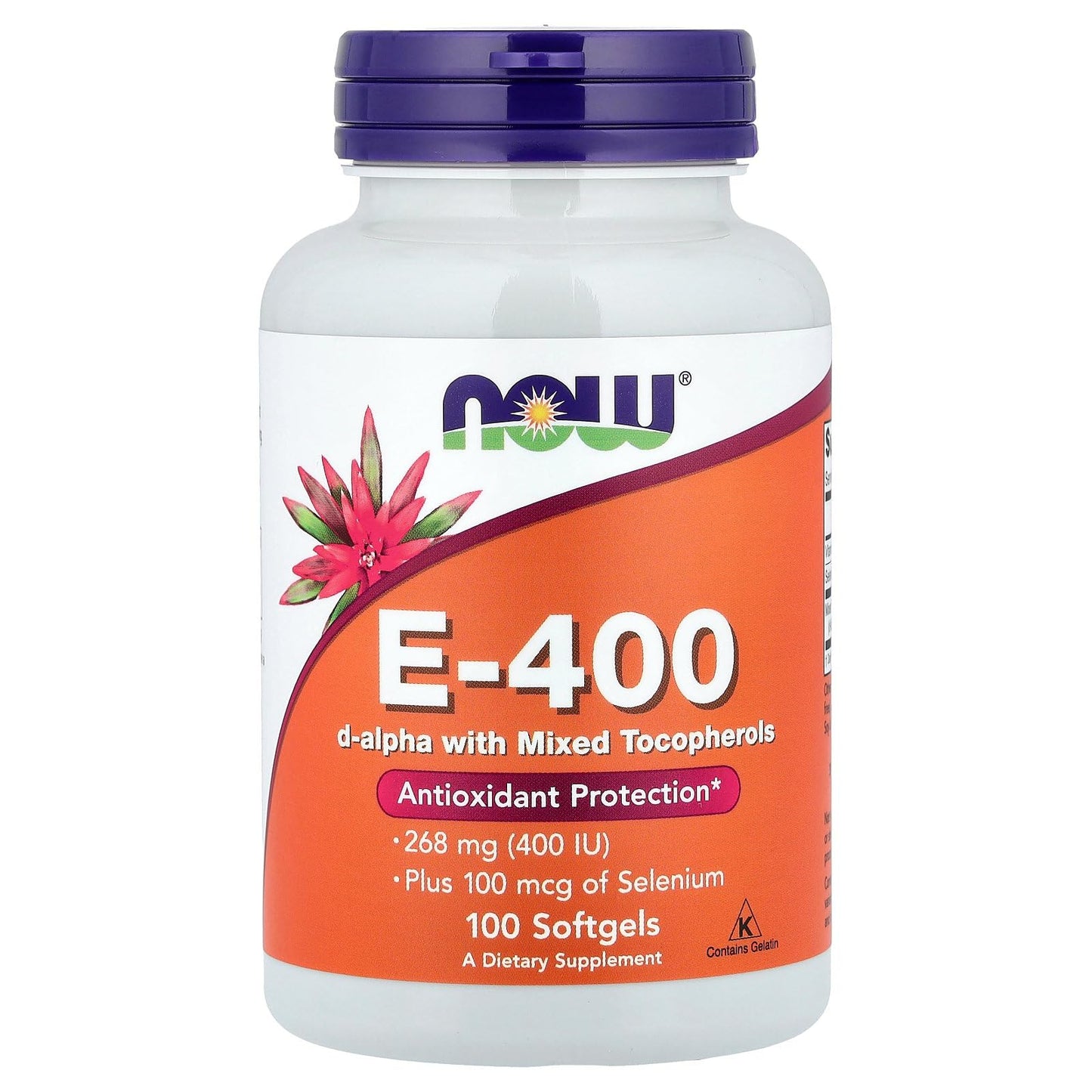 NOW Foods E-400 D-Alpha with Mixed Tocopherols (268 mg, 400 IU) Softgels, 100 Softgels