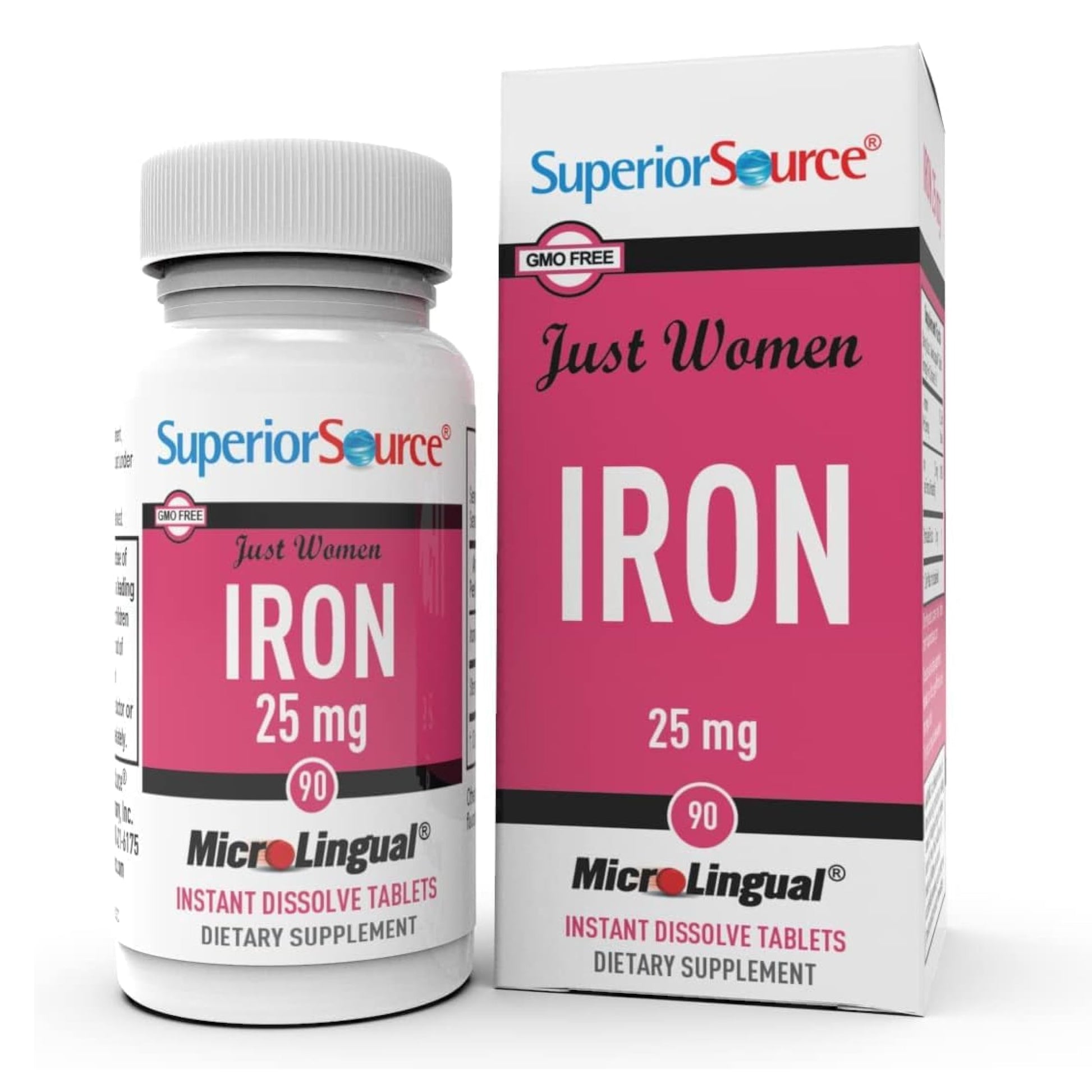 Superior Source Just Women Iron 25 mg (Ferrous Fumarate) MicroLingual Tablets, 90 Count