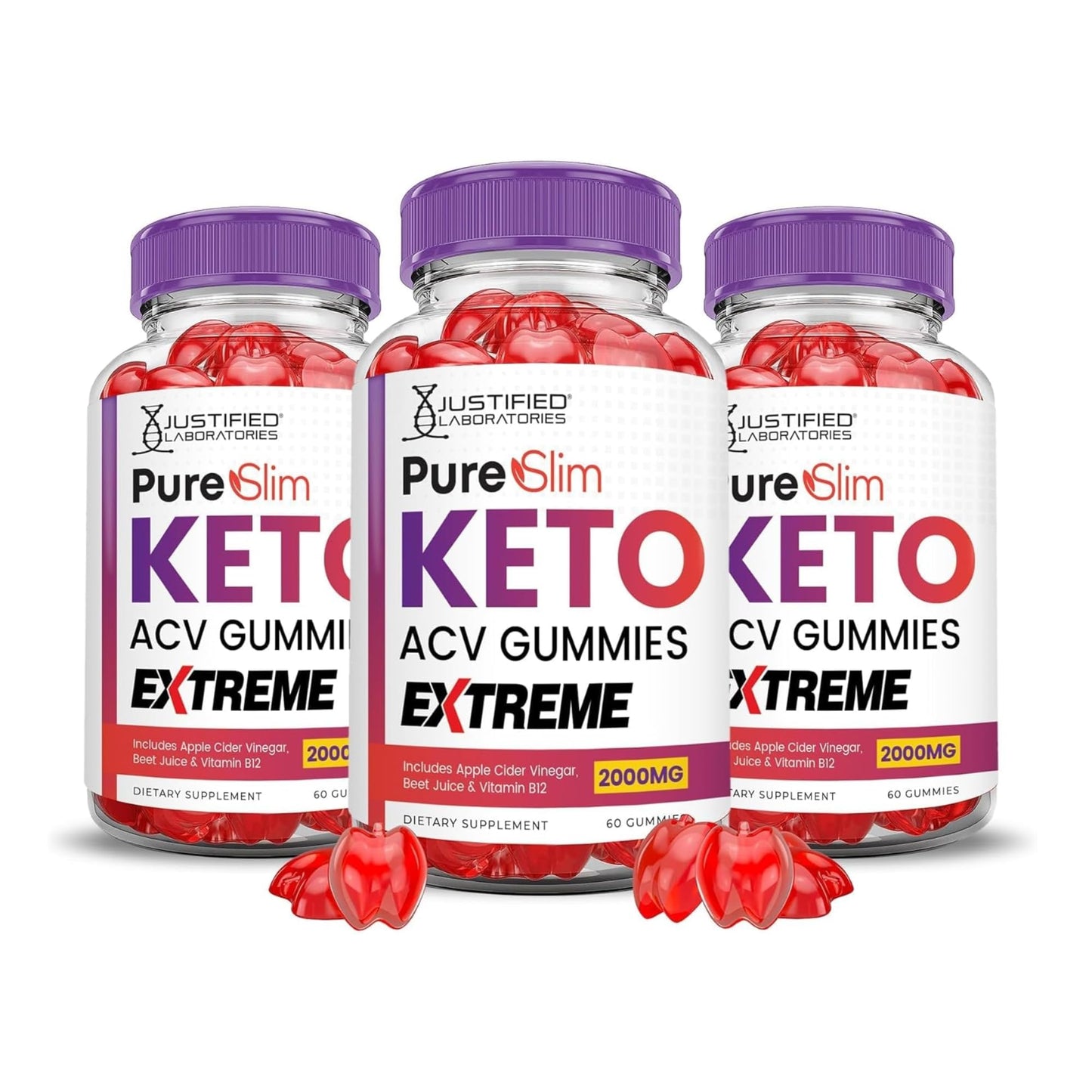 Justified Laboratories Pure Slim Keto ACV Gummies Extreme 180 Gummies