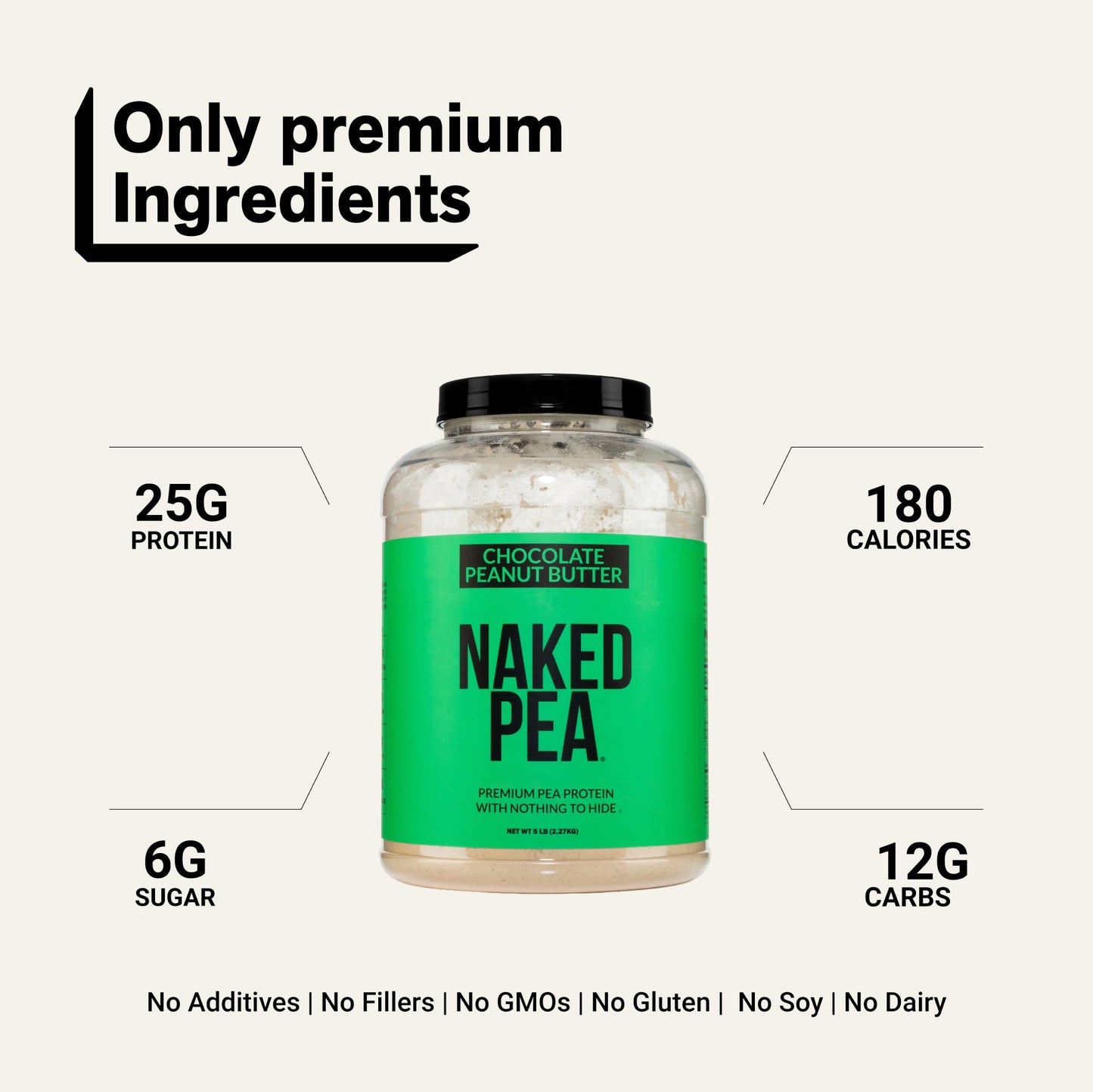 NAKED Pea Protein Powder, Chocolate Peanut Butter Flavor, 80 Servings