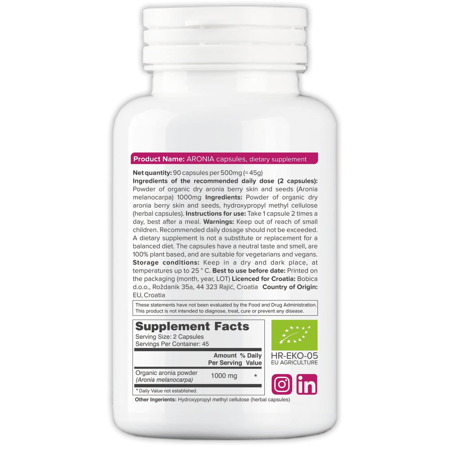 b Organic Aronia Berry Capsules 90 Capsules