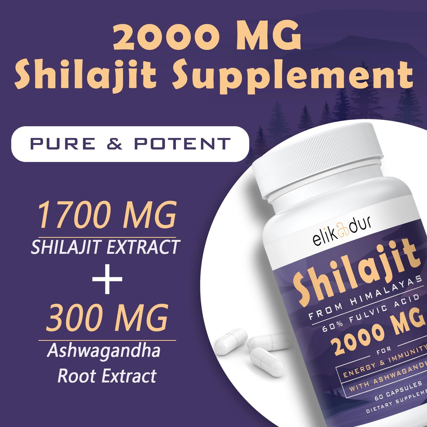 Elikadur Shilajit Capsules 60 Count