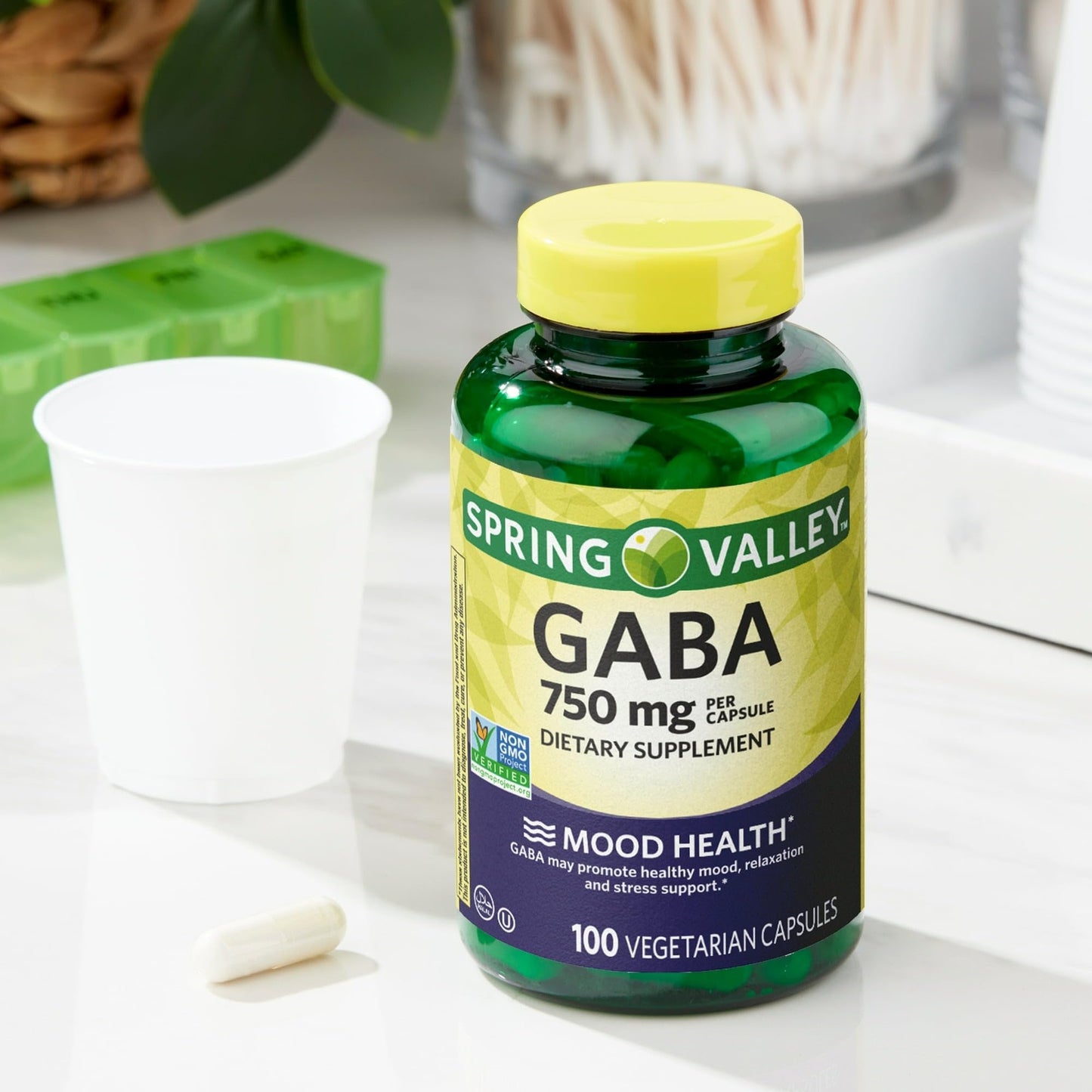 BASKETGOODS GABA Amino Acid Supplement Capsule, 750 mg, 100 Count