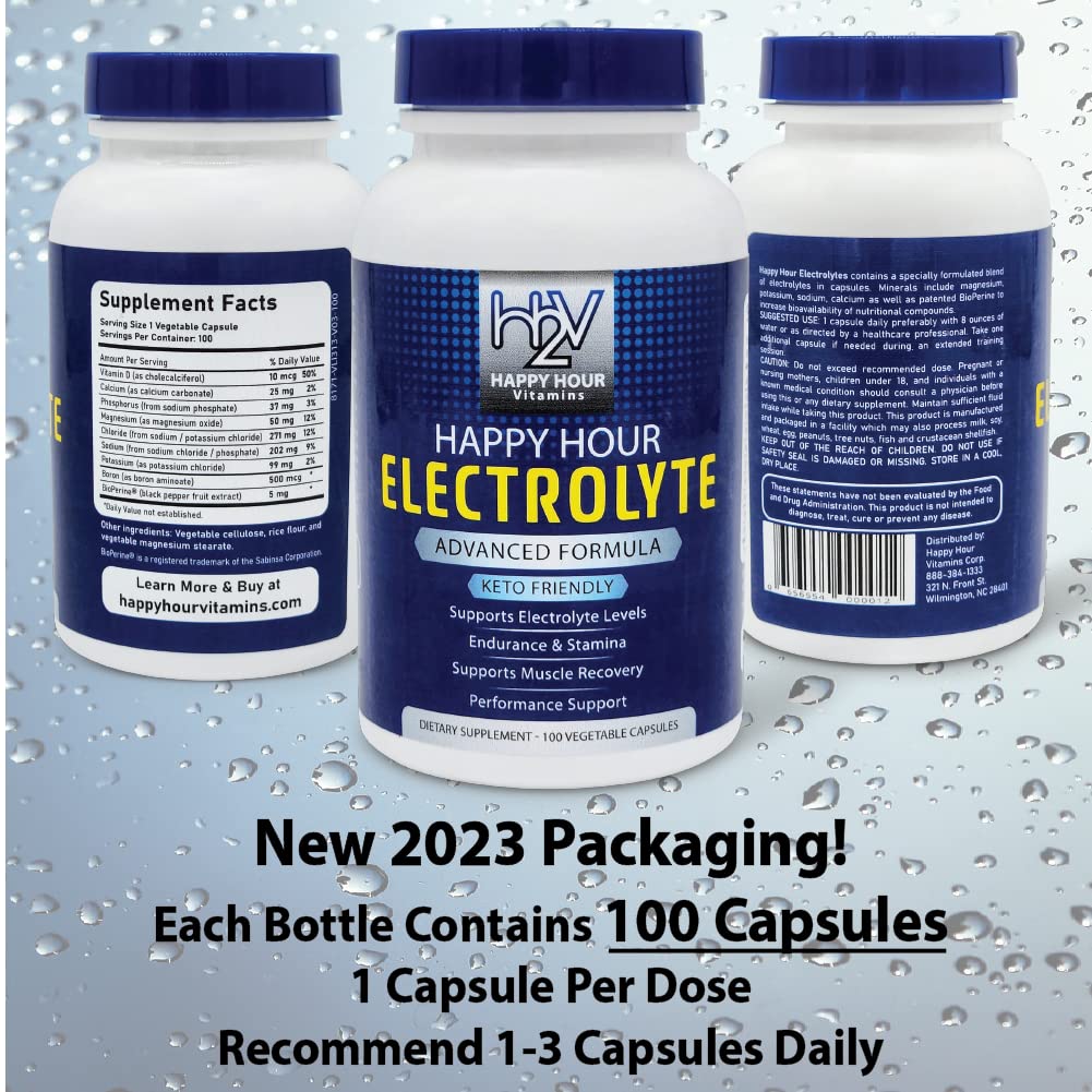 Happy Hour Vitamins Electrolyte Capsule, 100 Count
