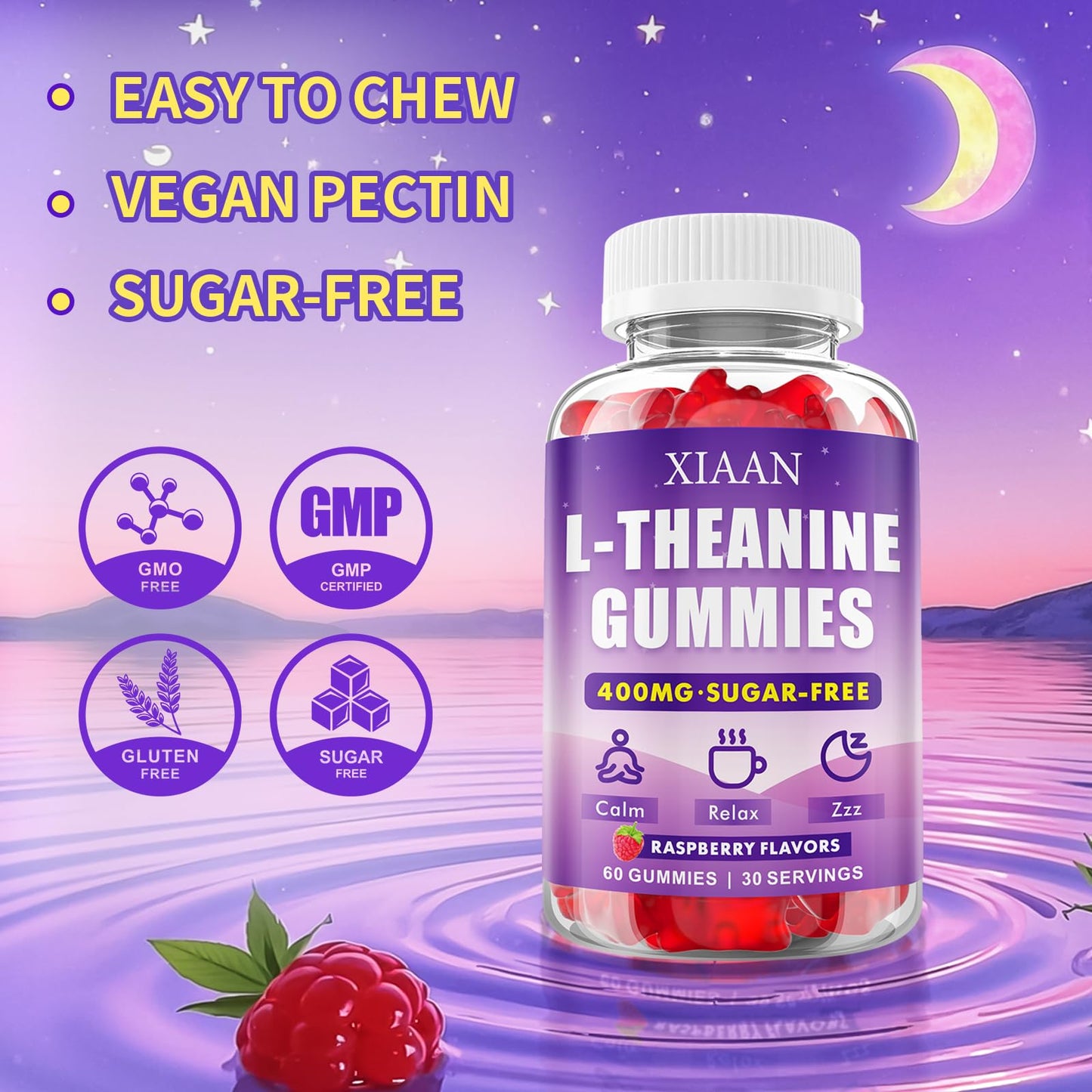 XIAAN L-Theanine Gummies 60 Count