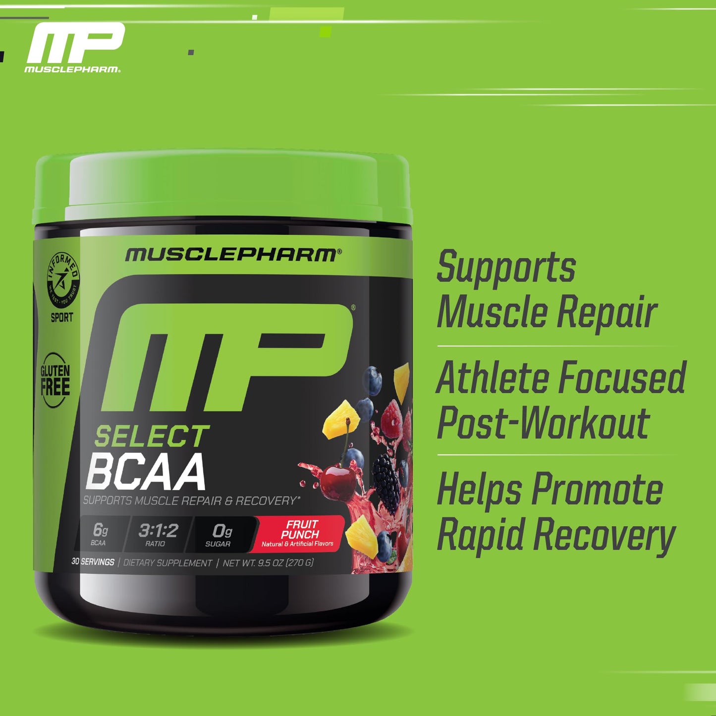 Muscle Pharm Essentials BCAA Powder, 9.1 Ounce (Pack of 1)