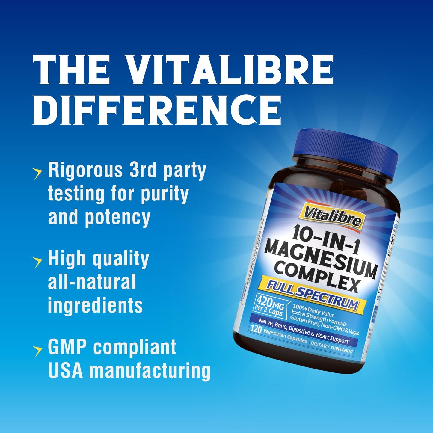 Vitalibre 10 in 1 Magnesium Complex Capsule, 120 Count