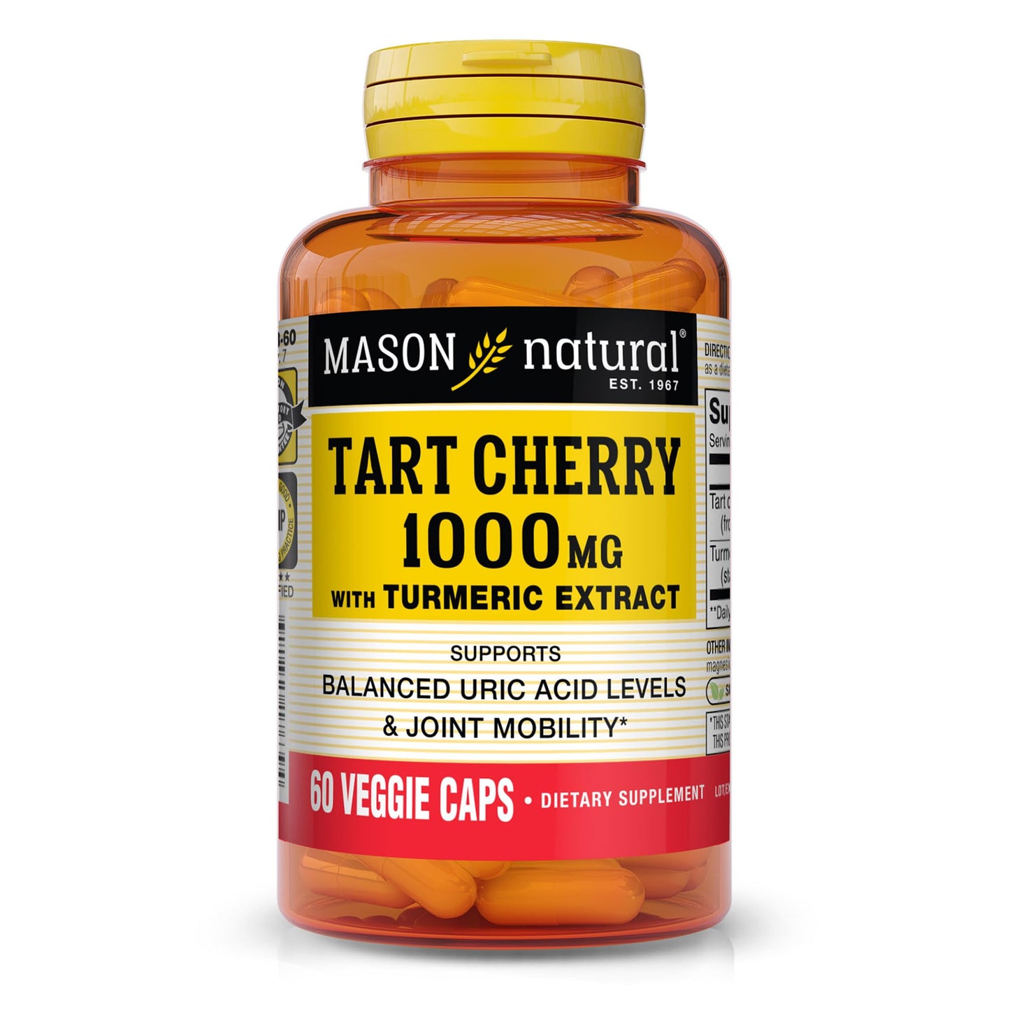 Mason Natural 1000mg Tart Cherry Extract with Standardized Turmeric Capsules, 60 Count