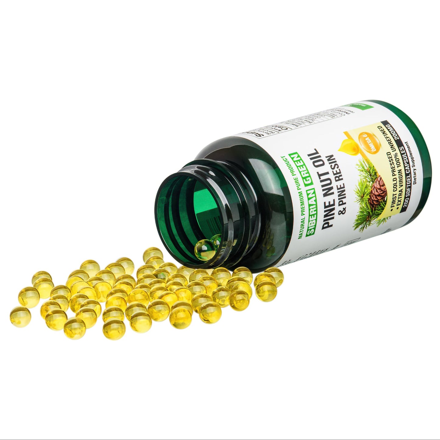 Siberian Green Pine Nut Oil with Pine Resin Softgels 200
