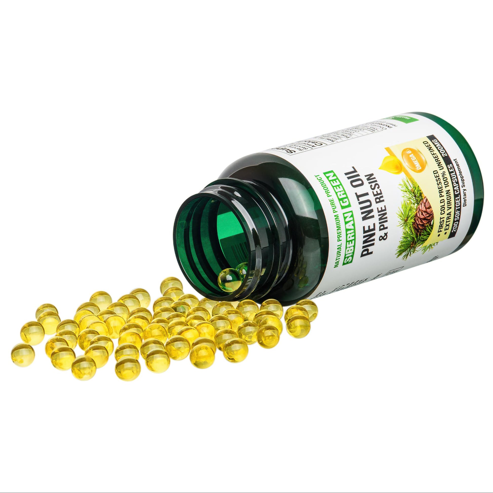 Siberian Green Pine Nut Oil with Pine Resin Softgels 200