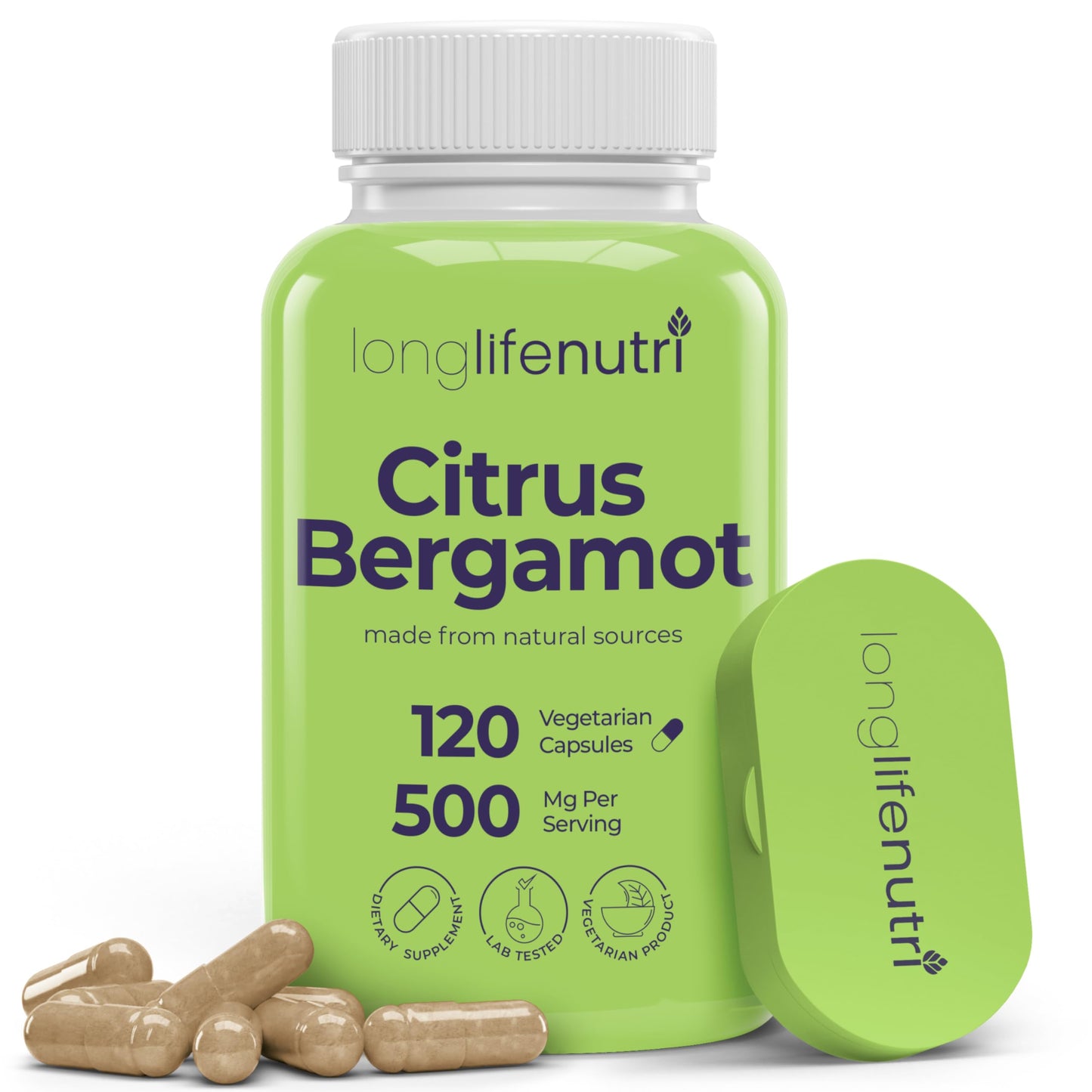LongLifeNutri Citrus Bergamot Extract 500mg Capsules 120 Count